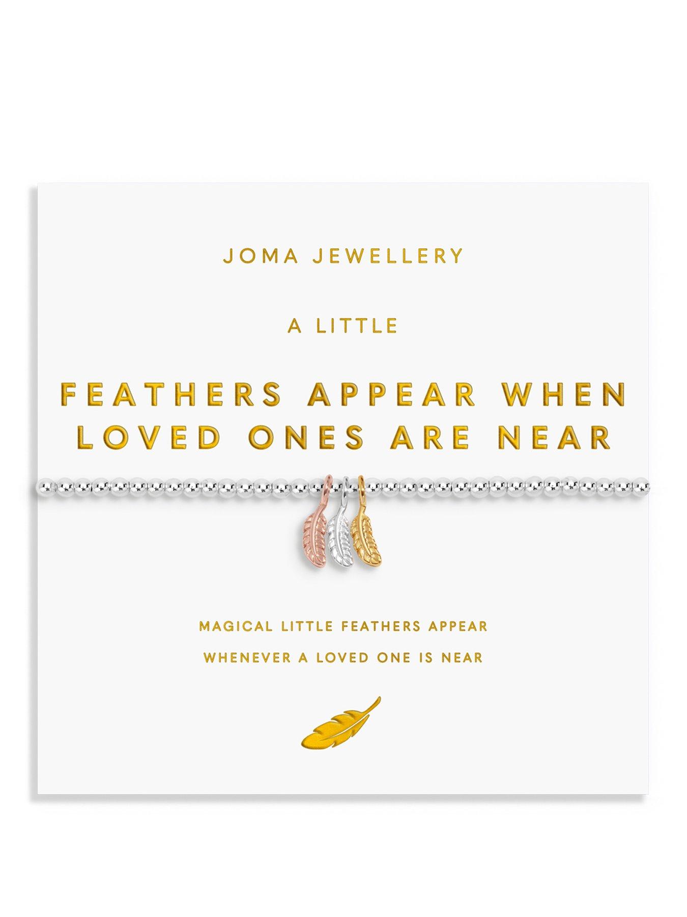 Joma Jewellery A LITTLE CHARMED MOMENTS , FEATHERS APPEAR WHEN LOVED ONES ARE NEAR , Silver, Gold & Rose Gold Plated , Bracelet , 17.5cm stretch