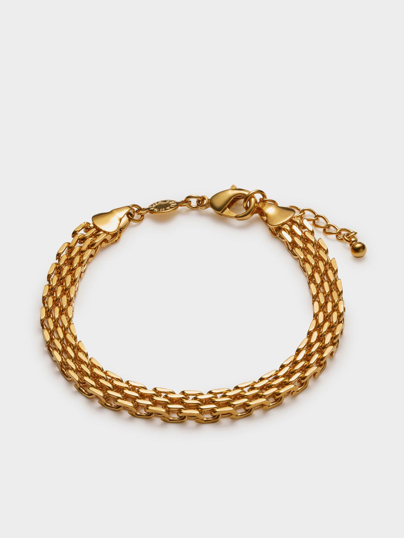 Image 2 of 5 of Katie Loxton Braid Chain Bracelet, Gold Coated , 18cm + 3cm extender - Waterproof