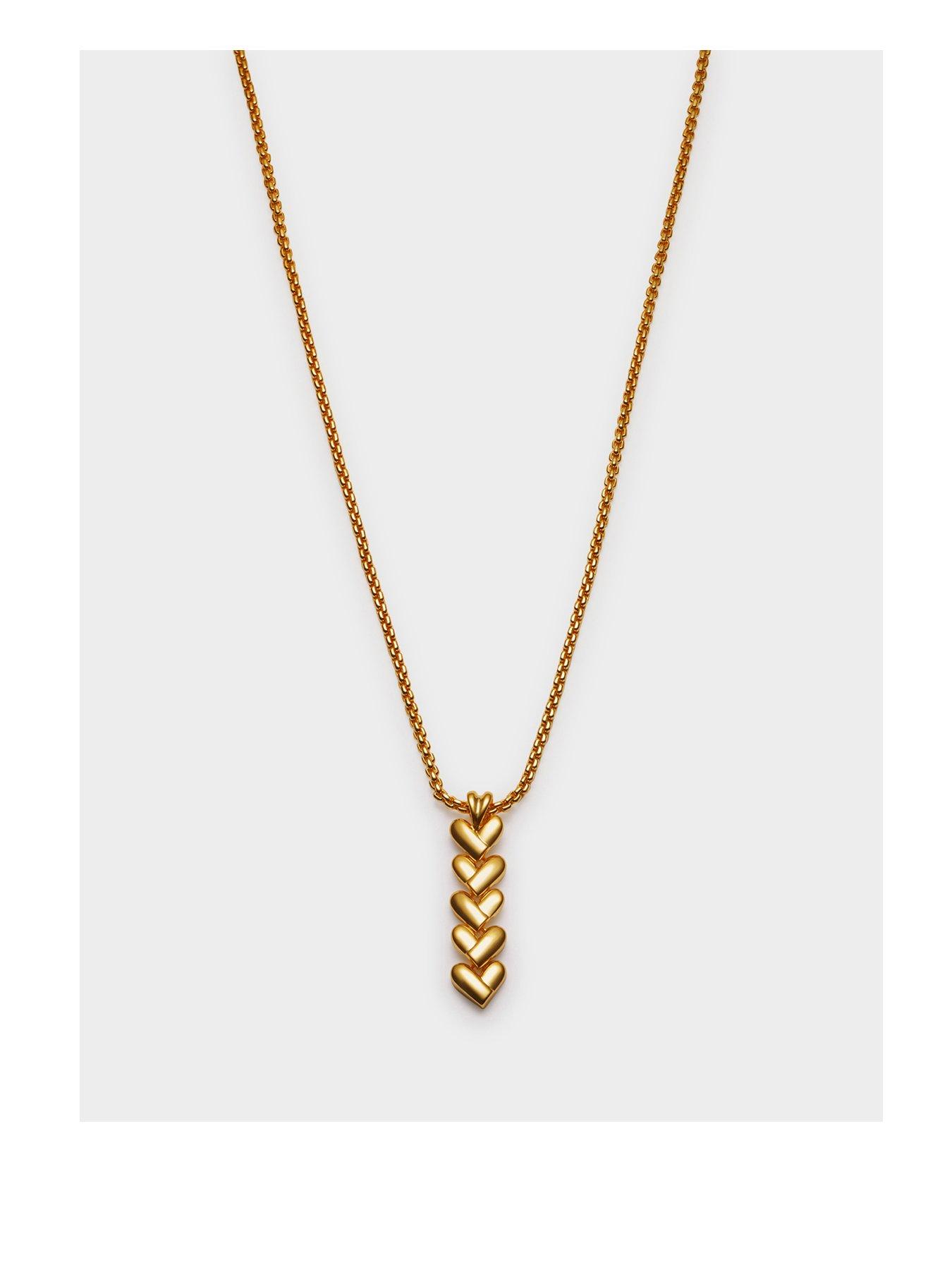 Image 2 of 5 of Katie Loxton Heart Link Necklace, Gold coated,  45cm + 5cm extender - Waterproof