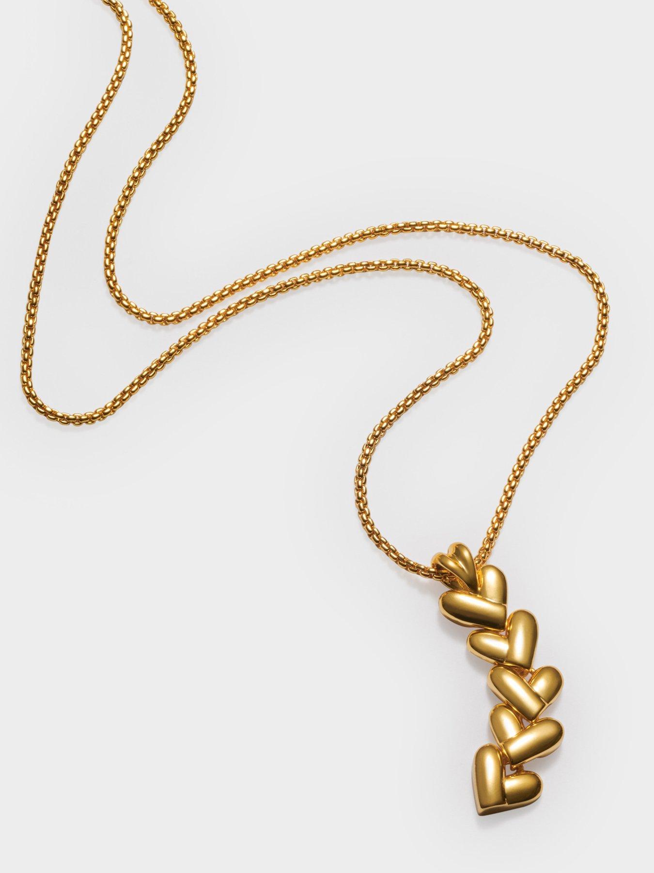 Image 3 of 5 of Katie Loxton Heart Link Necklace, Gold coated,  45cm + 5cm extender - Waterproof
