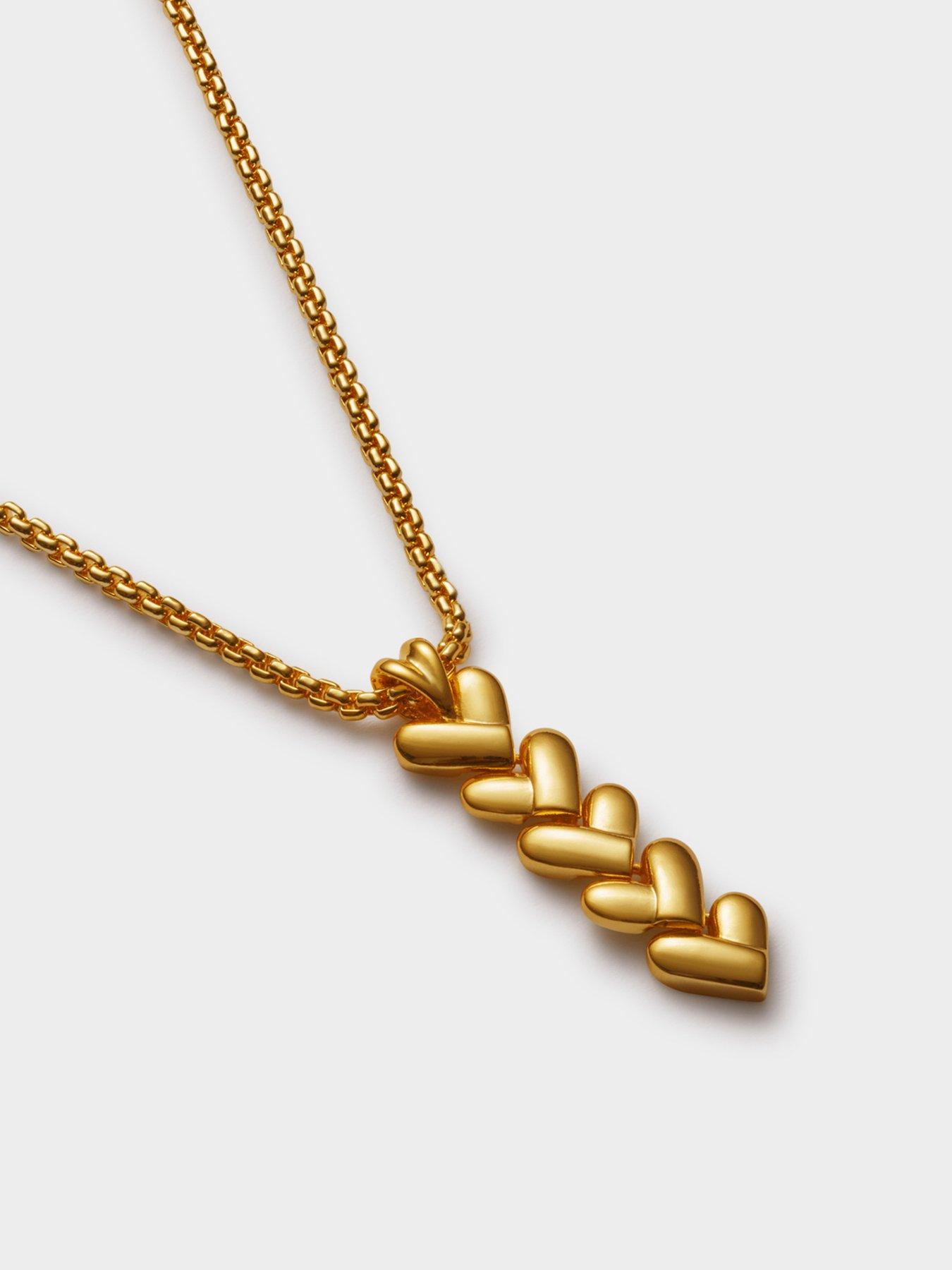 Image 4 of 5 of Katie Loxton Heart Link Necklace, Gold coated,  45cm + 5cm extender - Waterproof