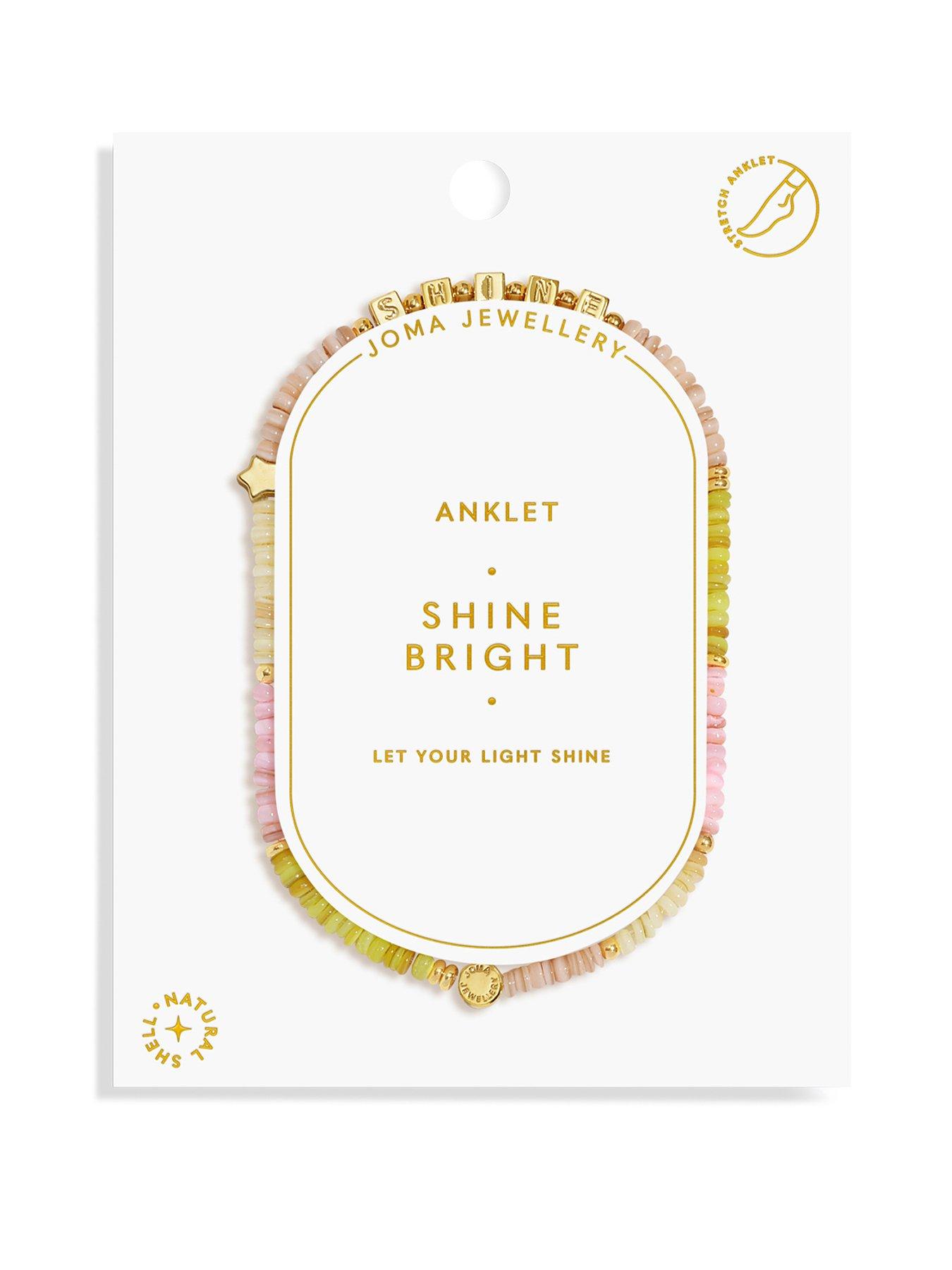 Joma Jewellery HAPPY LITTLE MOMENTS ANKLET , SHINE BRIGHT , Gold Plated , Anklet , 23cm stretch