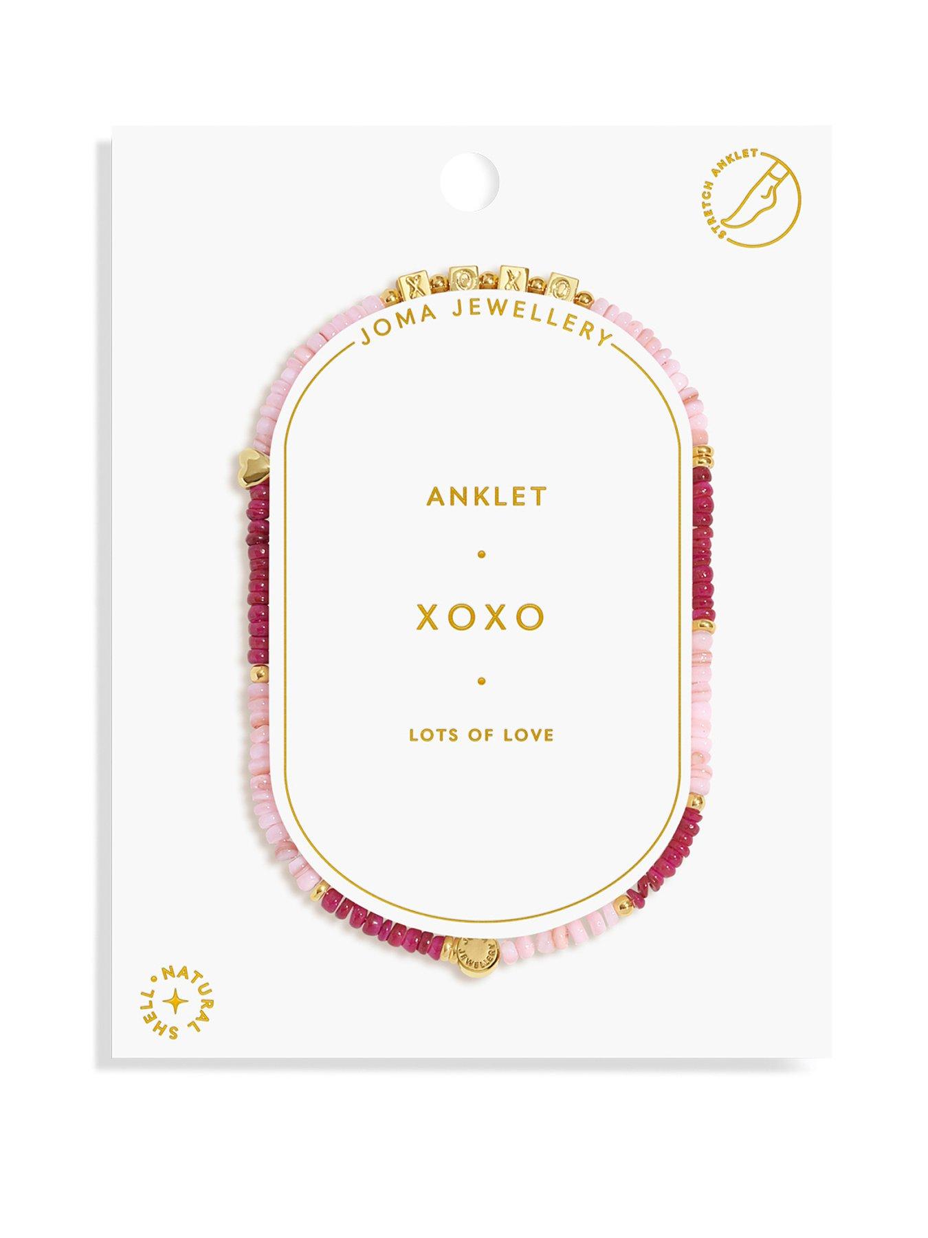 Image 1 of 6 of Joma Jewellery HAPPY LITTLE MOMENTS ANKLET , XOXO , Gold Plated , Anklet , 23cm stretch