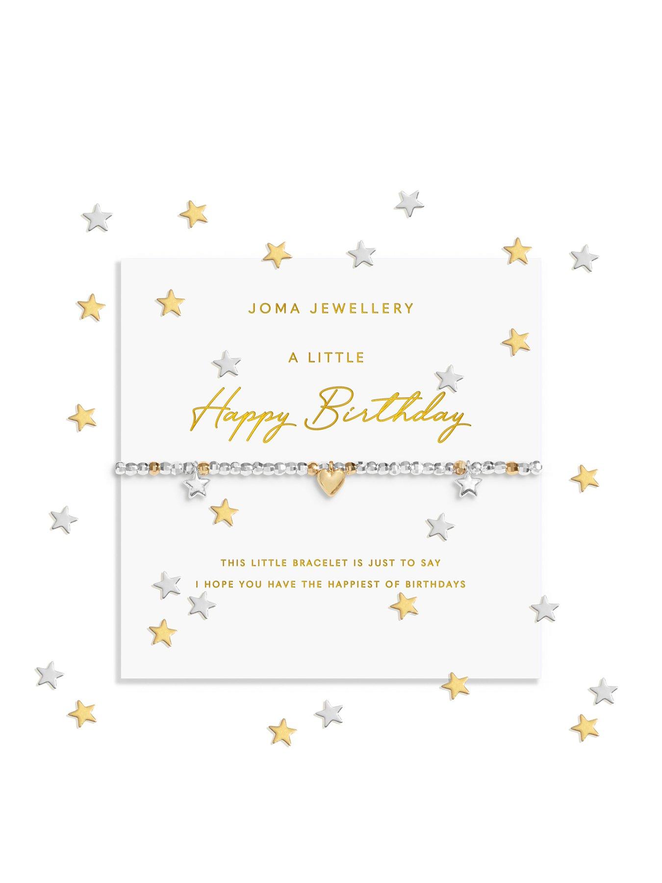 Joma Jewellery SPARKLE CONFETTI A LITTLE , HAPPY BIRTHDAY , Silver & Gold Plated , Bracelet , 17.5cm stretch