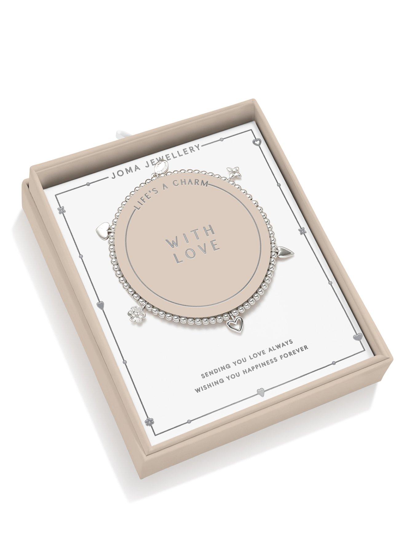 Katie Loxton LIFE'S A CHARM , WITH LOVE , Silver Plated , Bracelet , 17.5cm stretch