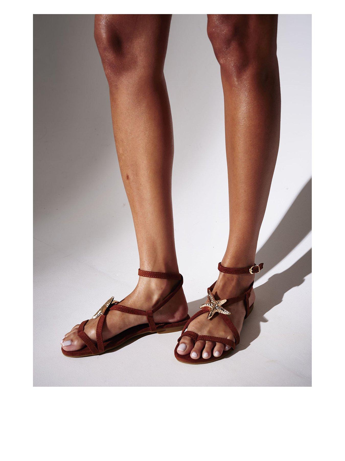 South Beach South Beach Faux Suede Starfish Strappy Sandal - Brown