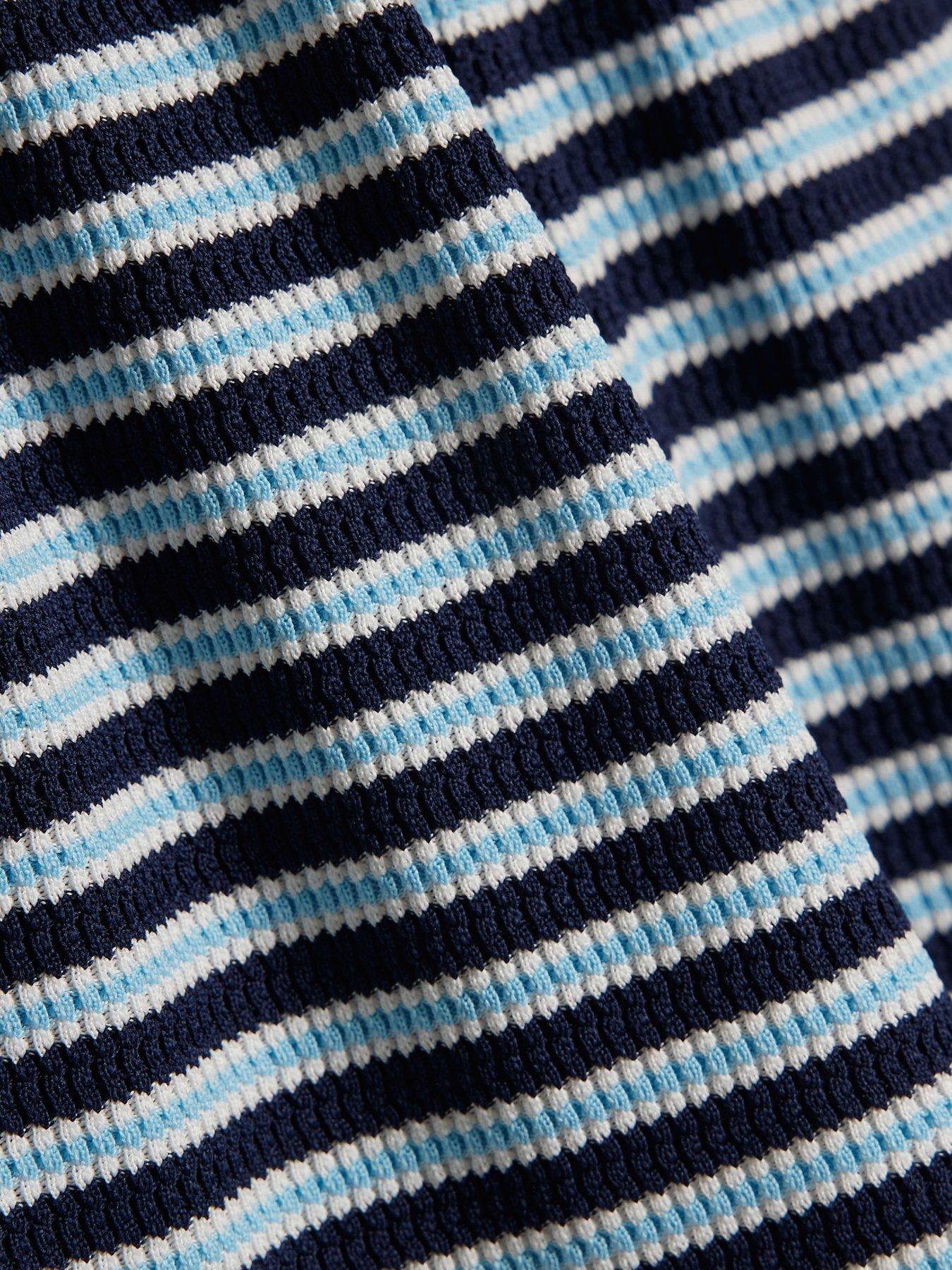 Image 4 of 5 of River Island Older Girls Stripe Polo Shirt And Skirt Set - Blue