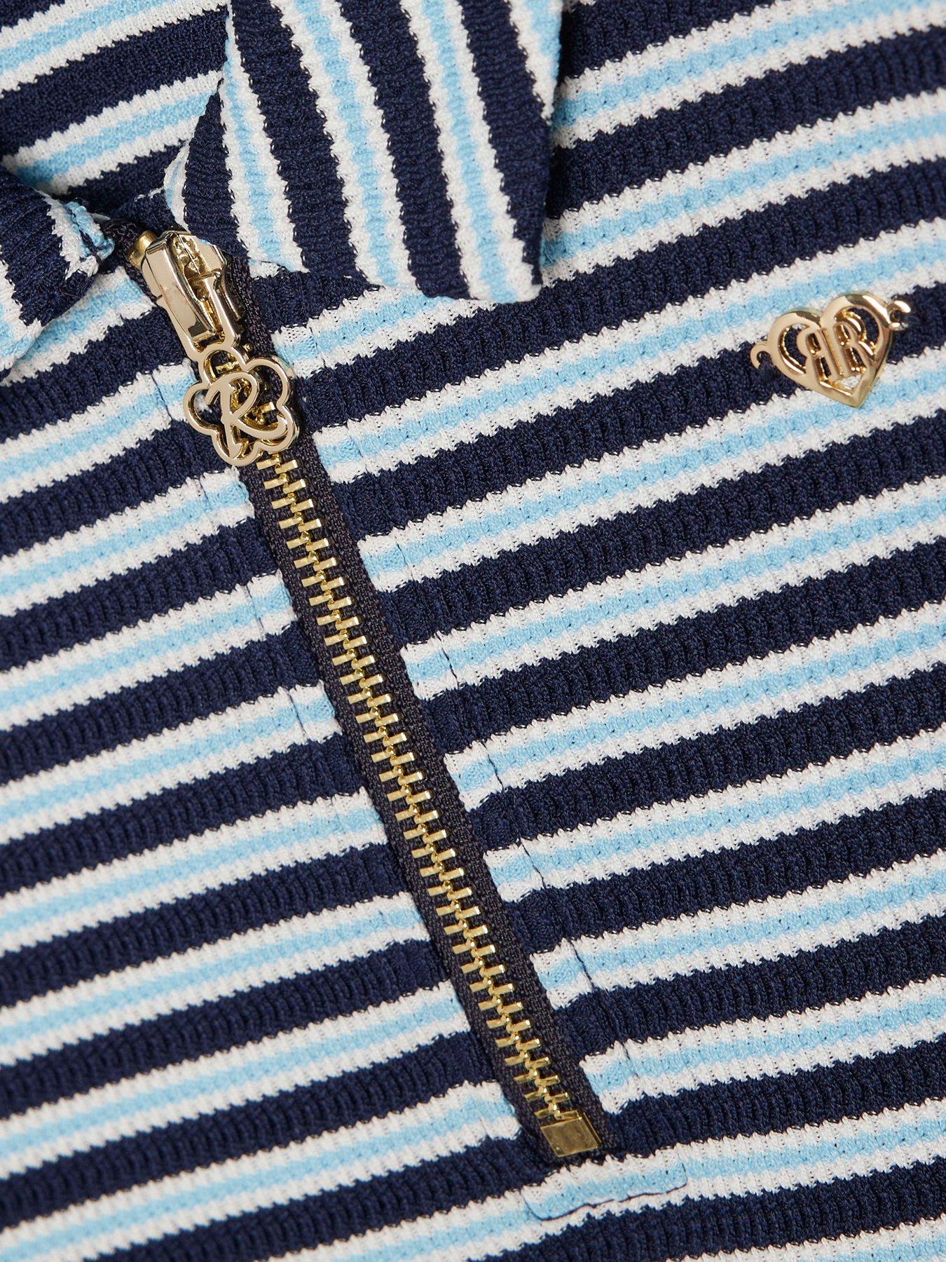 Image 5 of 5 of River Island Older Girls Stripe Polo Shirt And Skirt Set - Blue