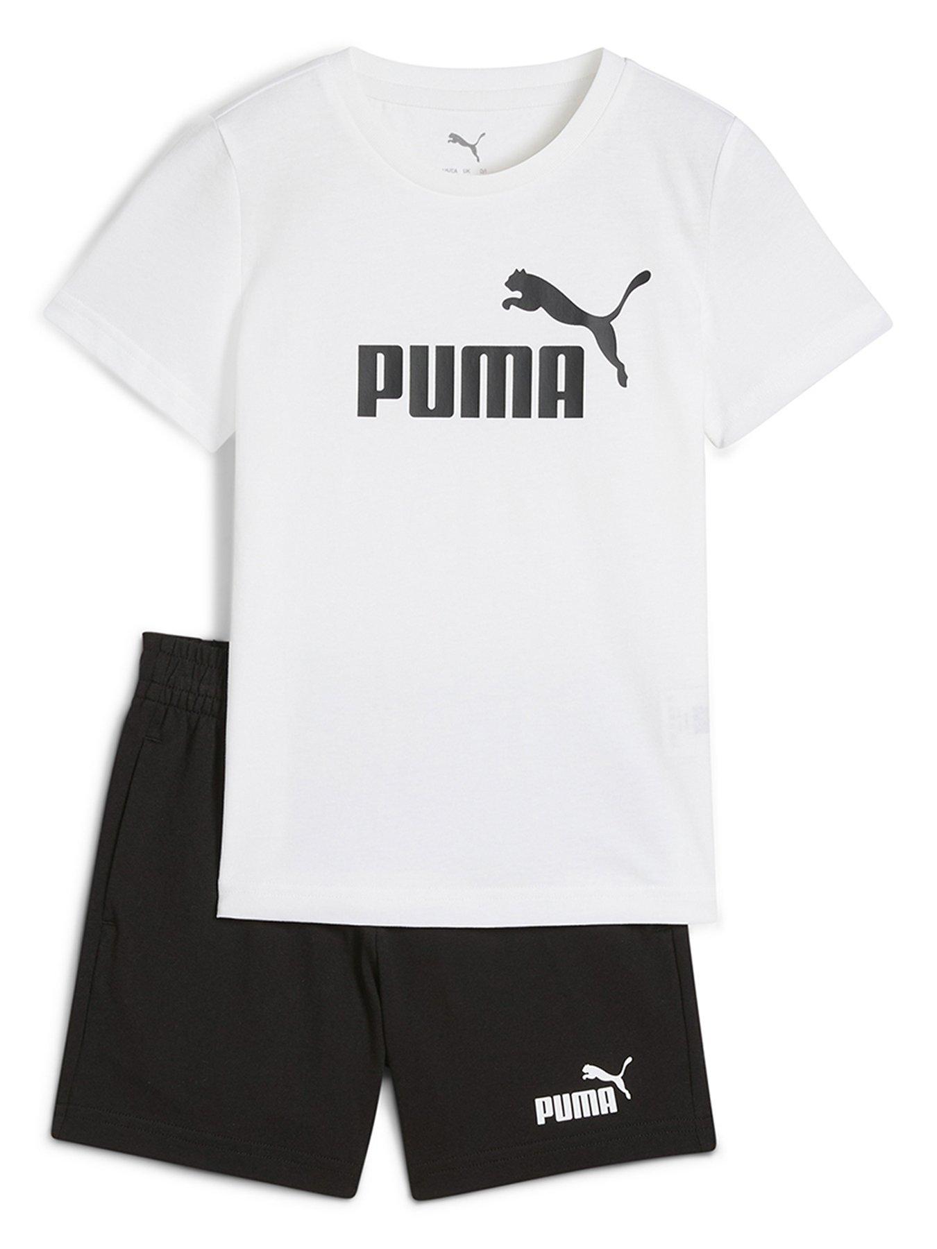 Puma Boys Logo Tee And Shorts Set - White/black