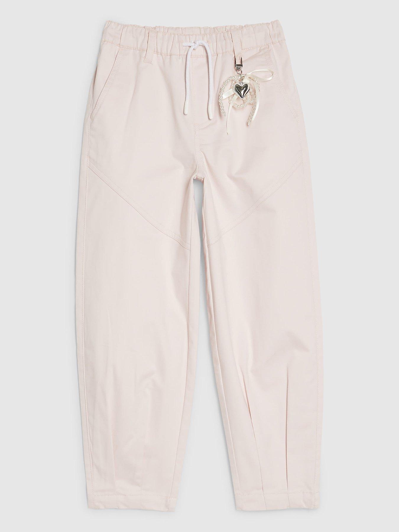 Image 1 of 4 of River Island Older Girls Twill Keyring Cargo Trousers - Pink
