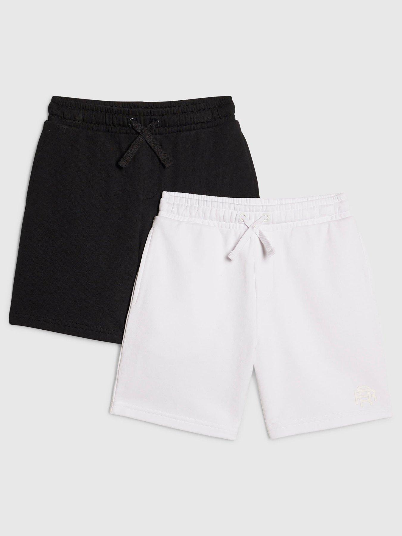 river-island-older-boys-2-pack-rr-shorts-set-blackwhite