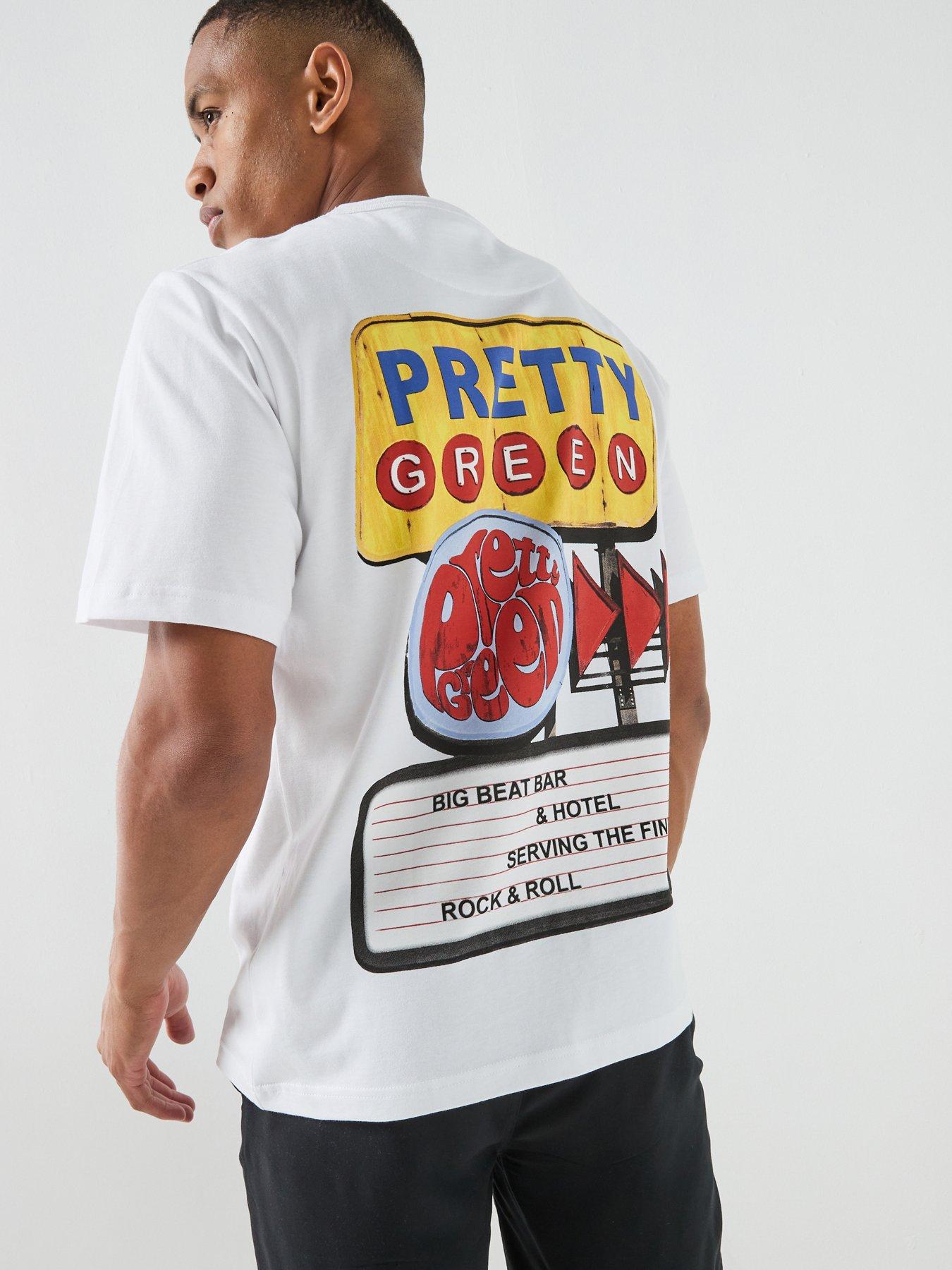 Pretty Green Big Beat Hotel Back Print Short Sleeve T-Shirt - White