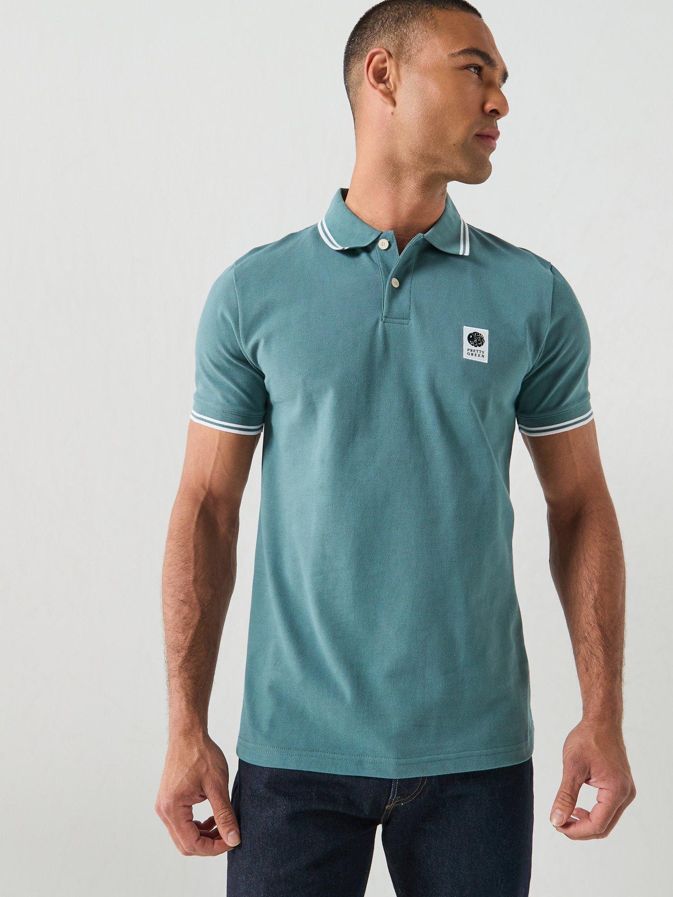 Pretty Green Rayner Tipped Collar Short Sleeve Polo Shirt - Green
