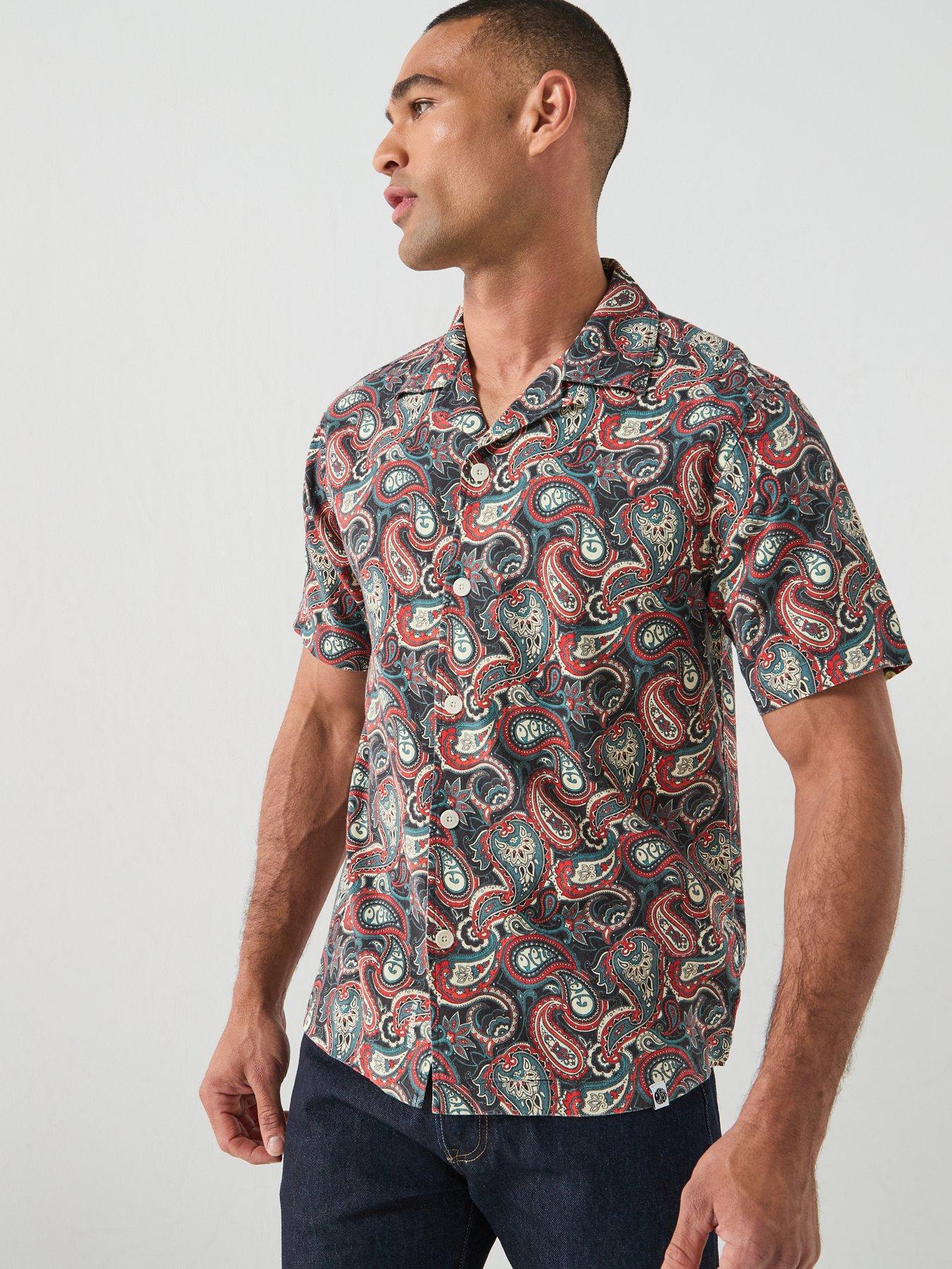 Pretty Green Pretty Green Bonamassa Paisley Print Short Sleeve Shirt - Red