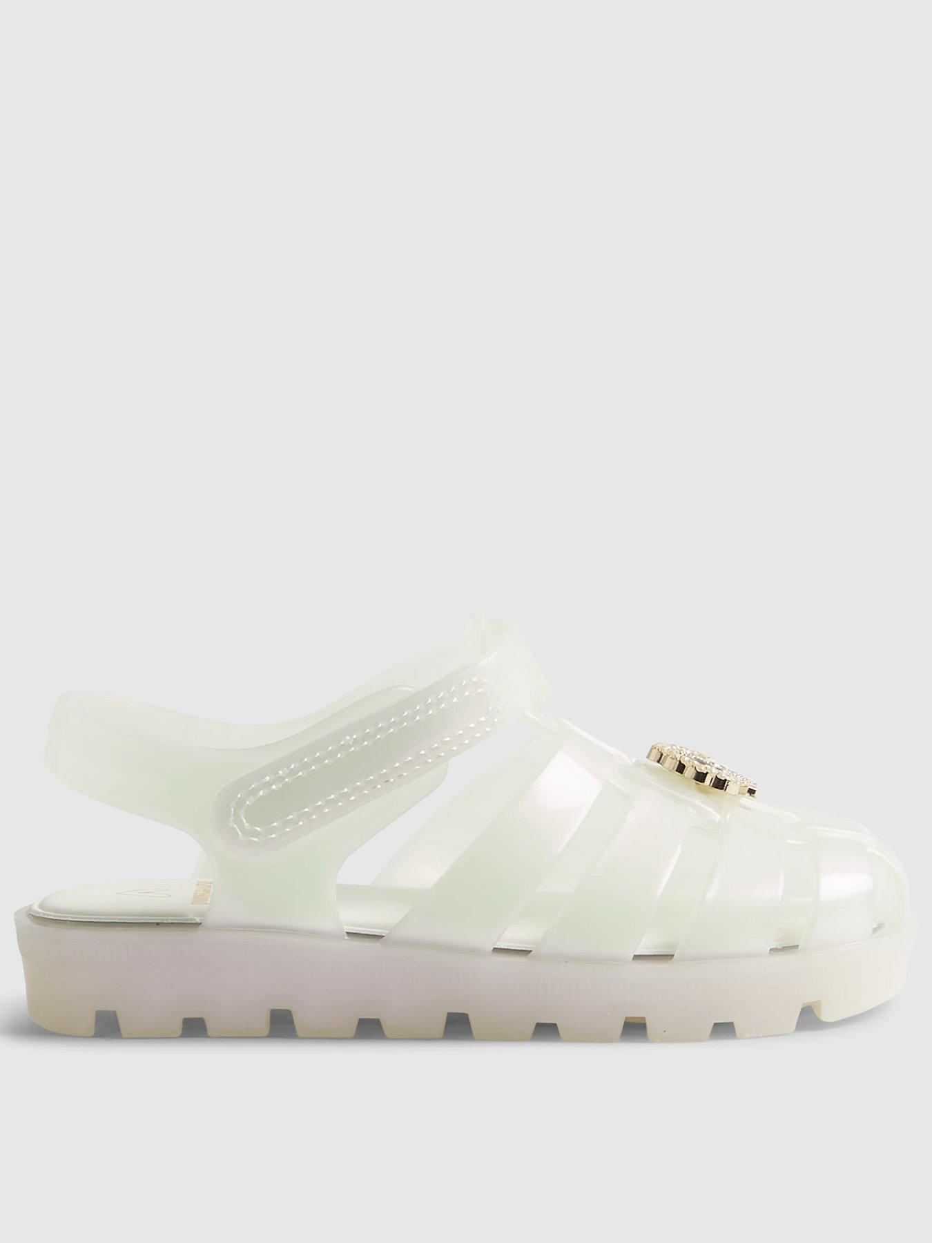 River Island Mini Girls Pearl Shell Jelly Sandals - Cream