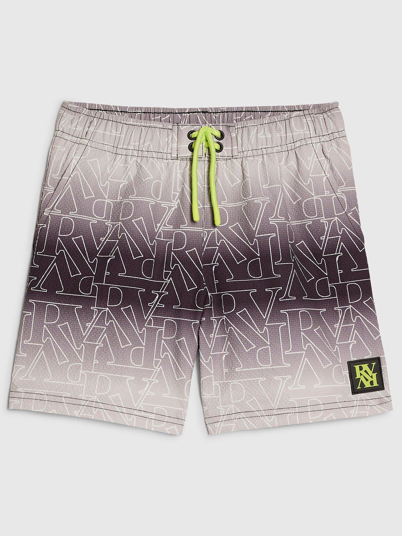 Image 1 of 4 of River Island Older Boys Mono Ombre Swim Shorts - Black