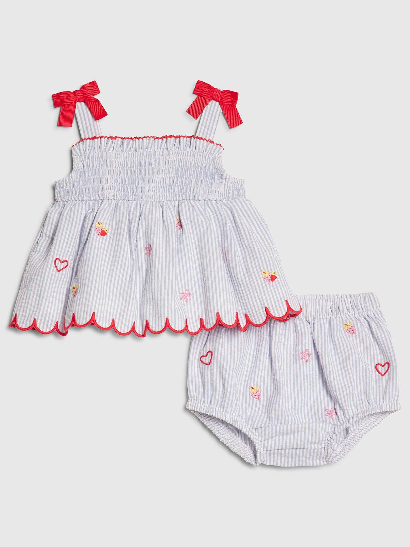 River Island Baby Girls Stripe Bow Fruit Top Set - Blue