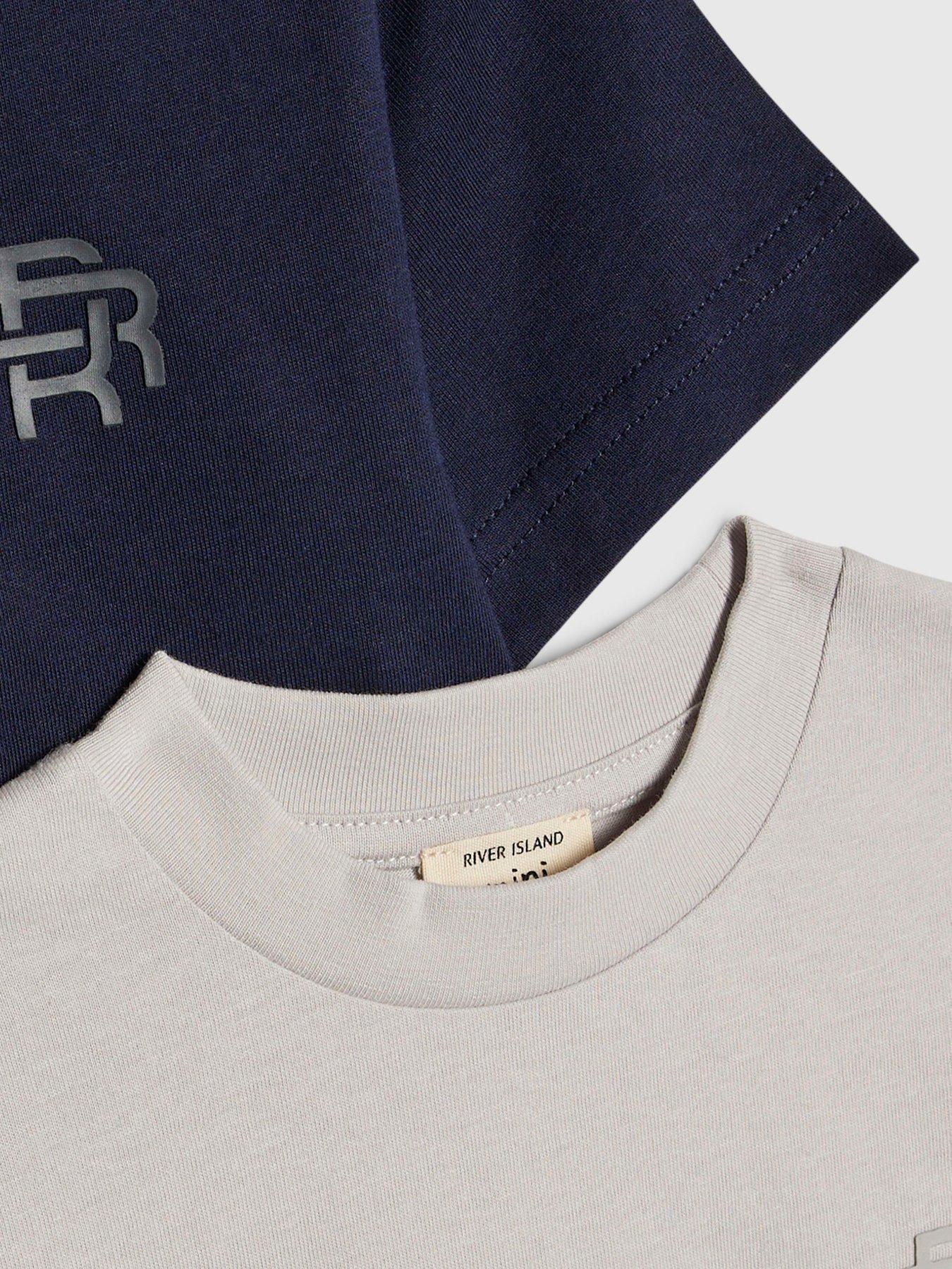 Image 3 of 4 of River Island Mini Boys 2 Pack T-Shirts Set - Navy