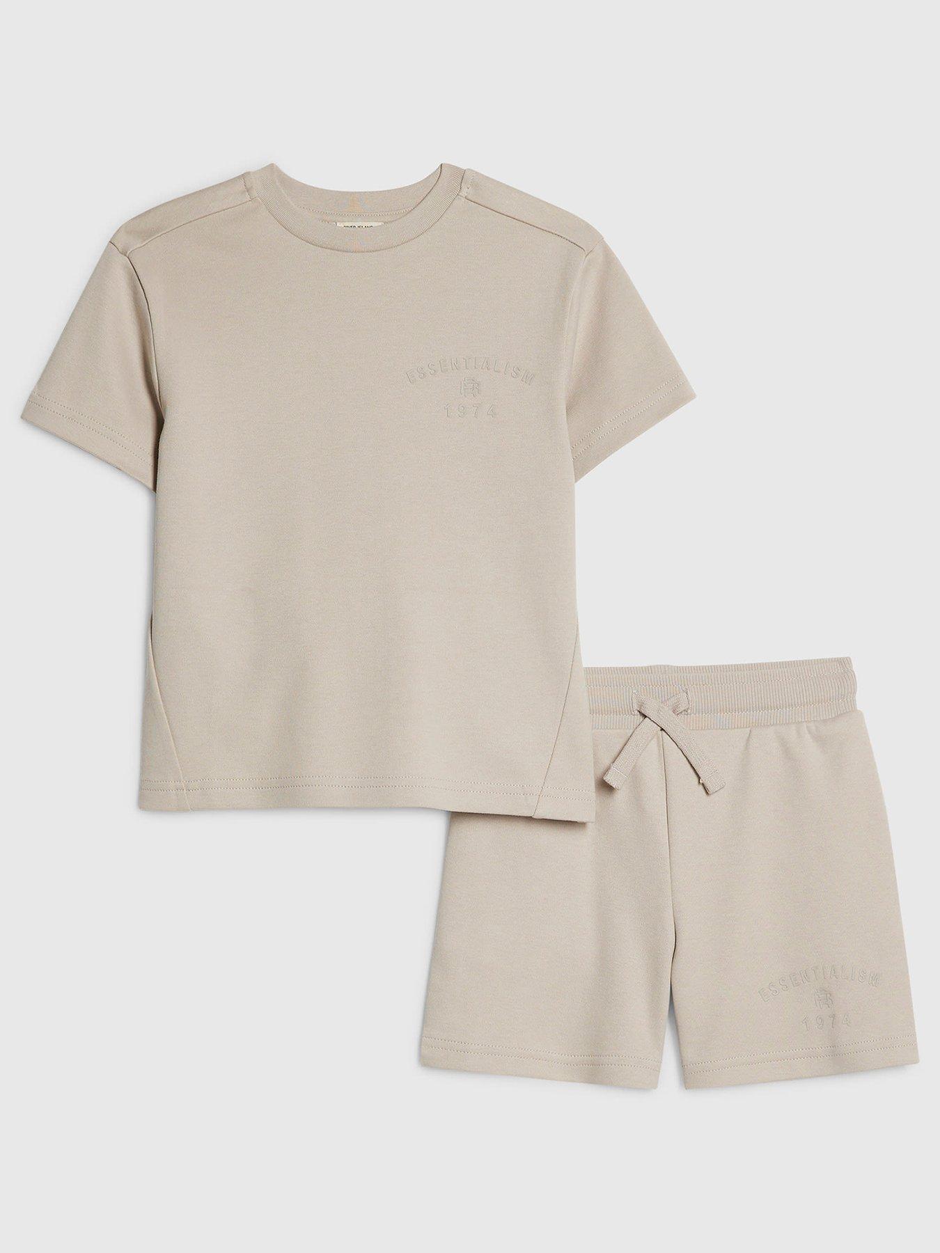 River Island Mini Boys Essentialism Short Set - Beige