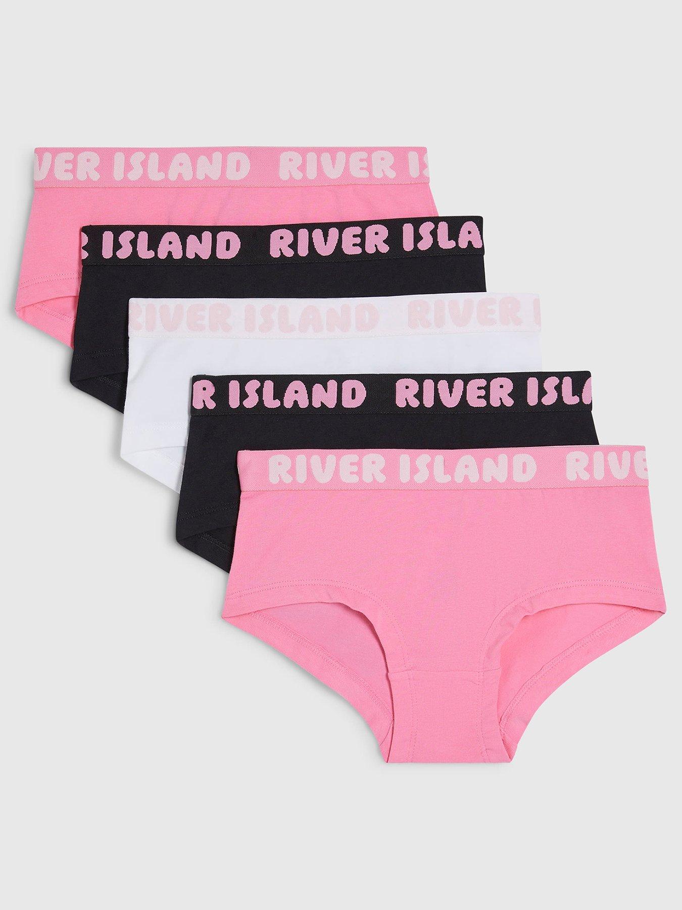 Image 1 of 3 of River Island Older Girls Hipster 5 Pack Briefs - Pink