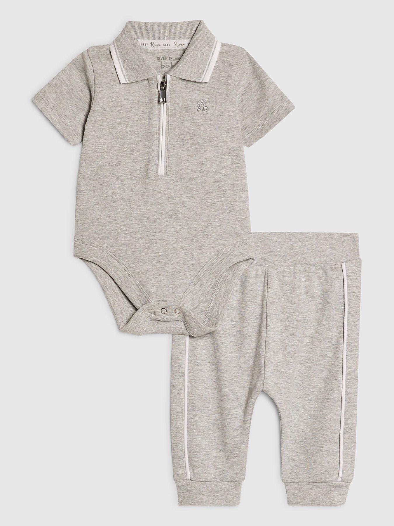 Image 1 of 4 of River Island Baby Boys 2 Piece Bodysuit Set - Grey