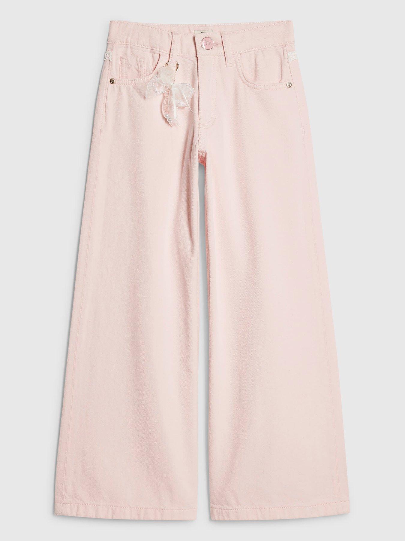 river-island-older-girls-lace-keyring-wide-leg-jeans-light-pink