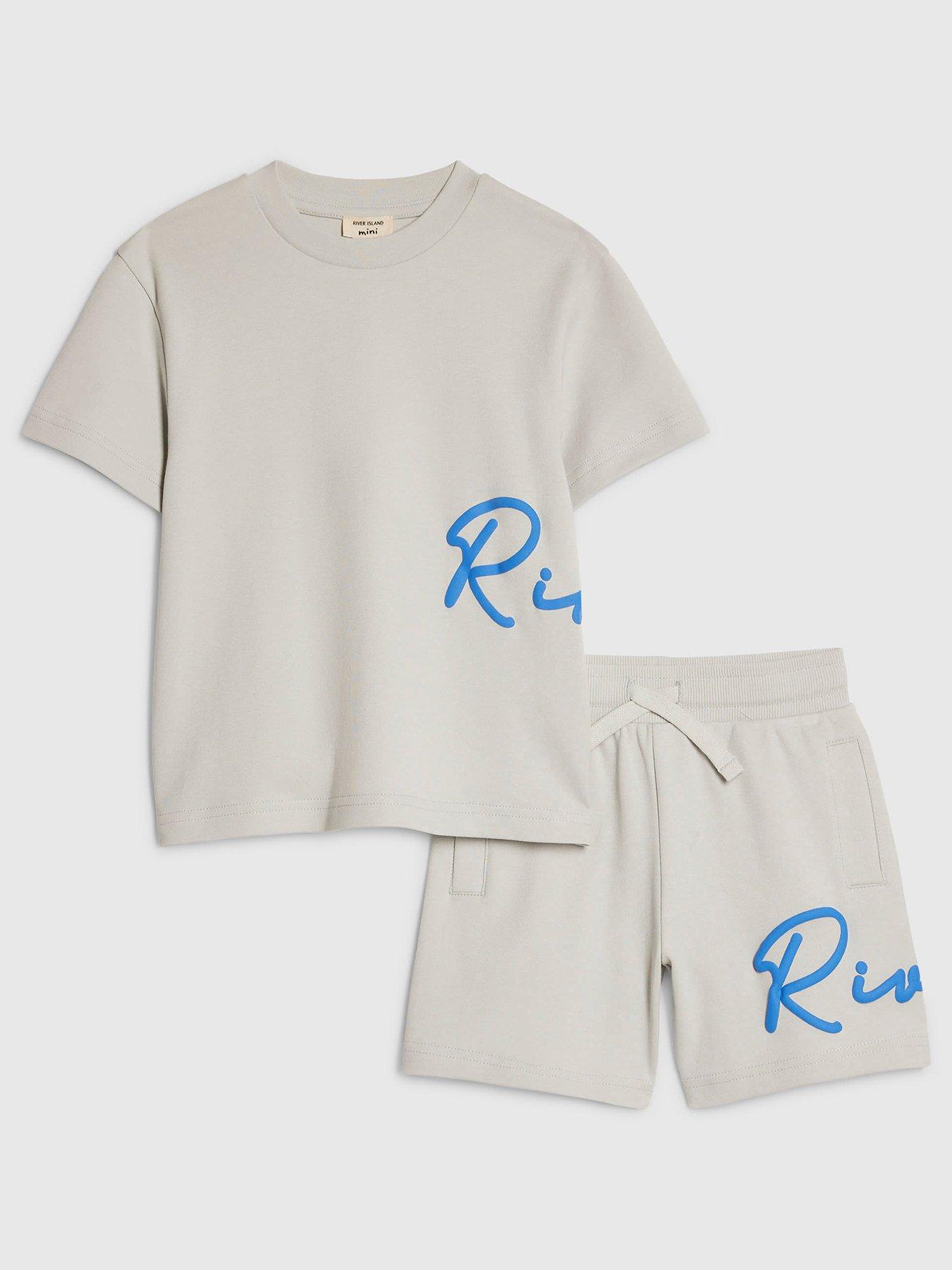 river-island-mini-boys-branded-t-shirt-and-shorts-set-grey