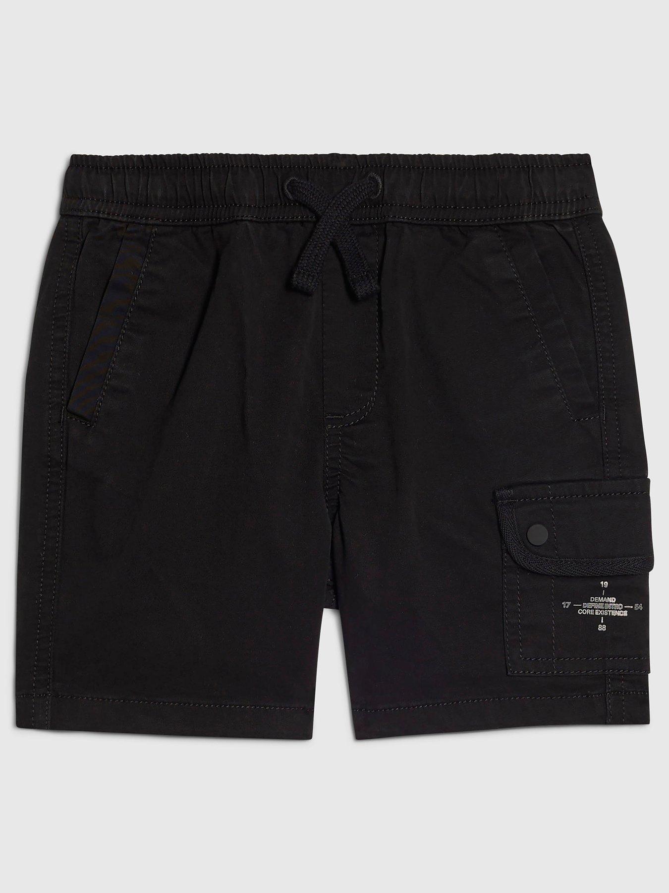 River Island Mini Boys Twill Cargo Shorts - Black