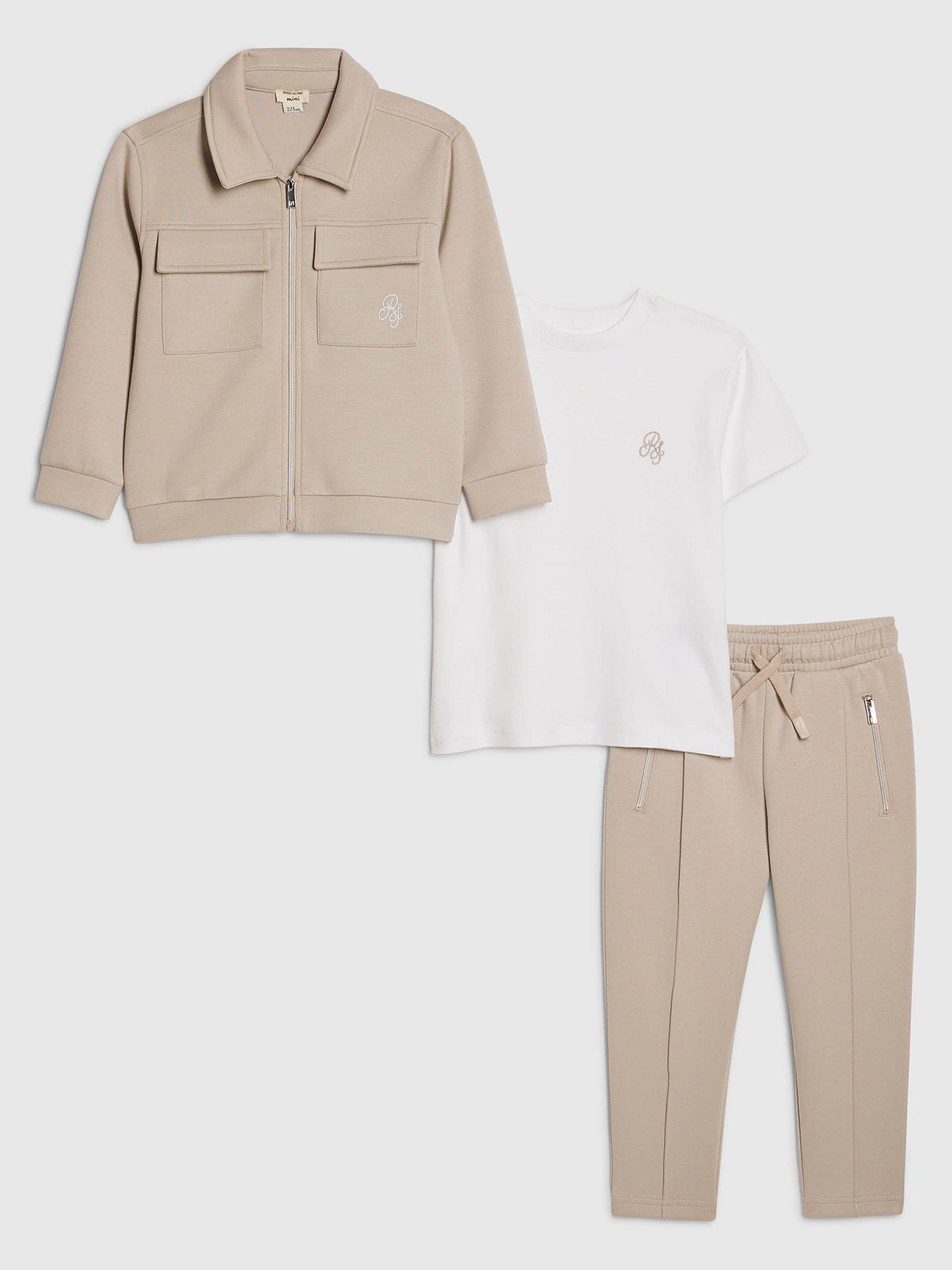 Image 1 of 5 of River Island Mini Boys 3 Piece Jacket Set - Beige