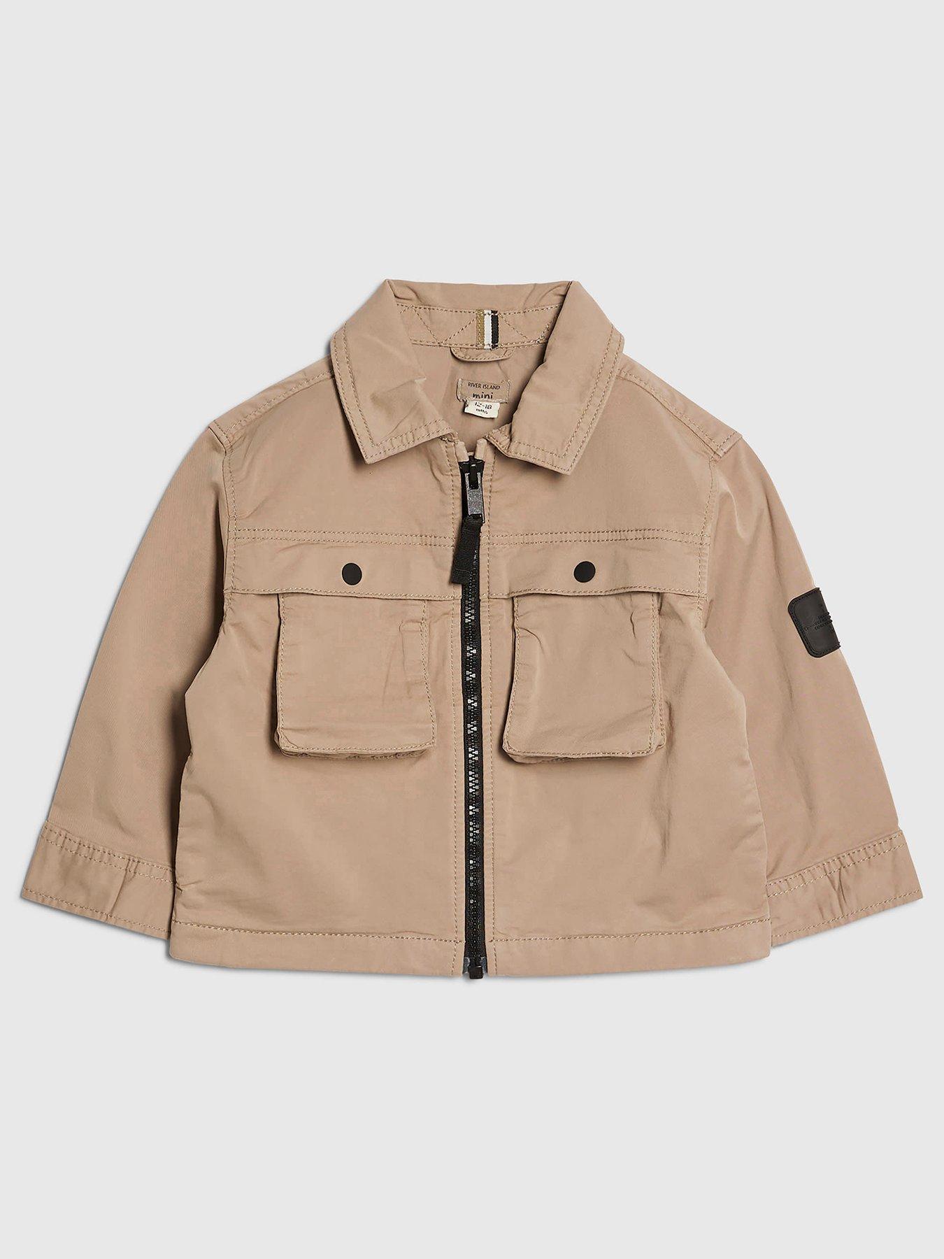 River Island Mini Mini Boys Zip Up Shacket - Beige