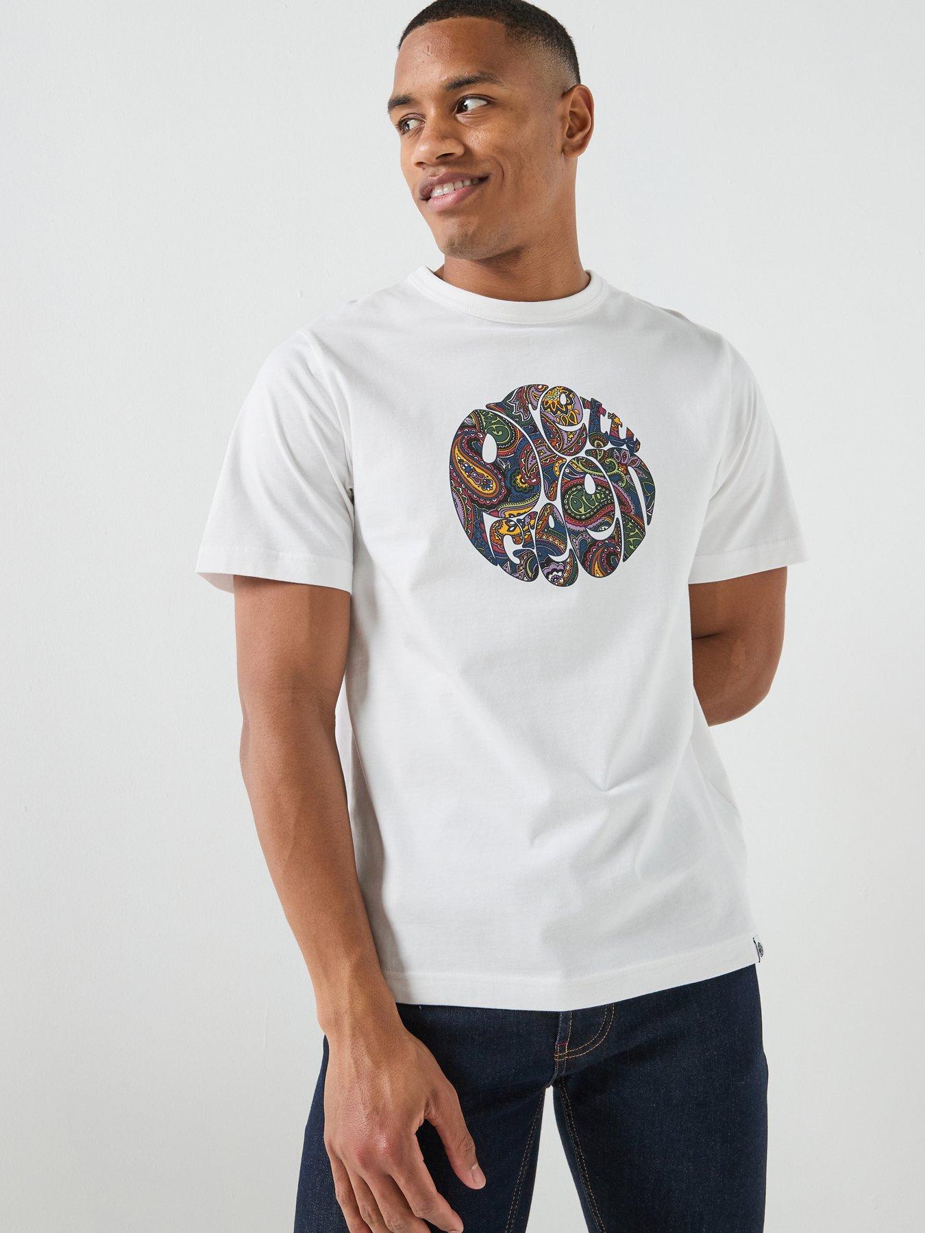 Pretty Green House Paisley Print Logo Short Sleeve T-shirt - White