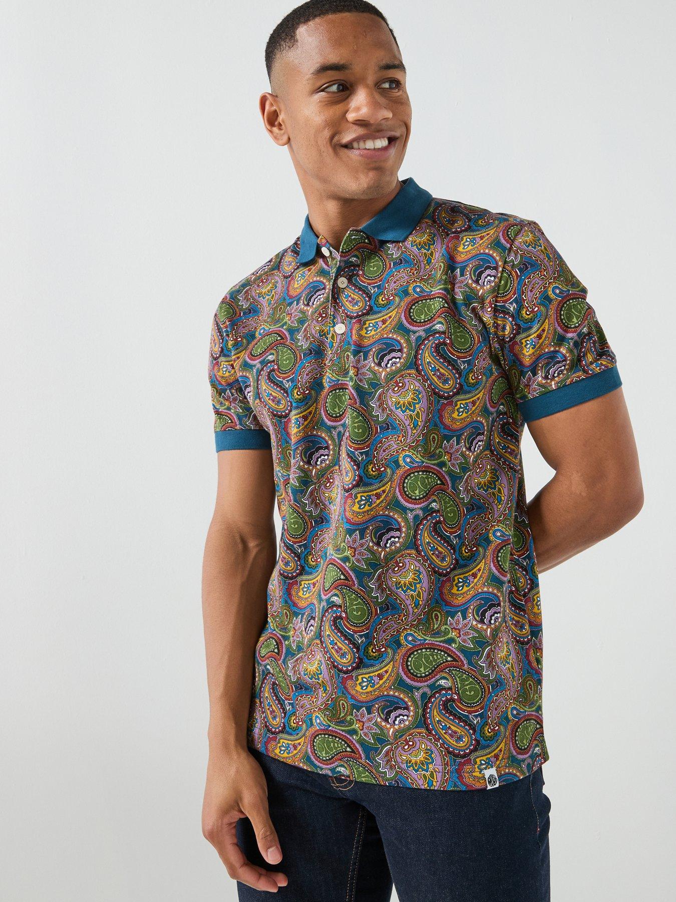 Pretty Green House Paisley Print Logo Short Sleeve Polo Shirt - Multi