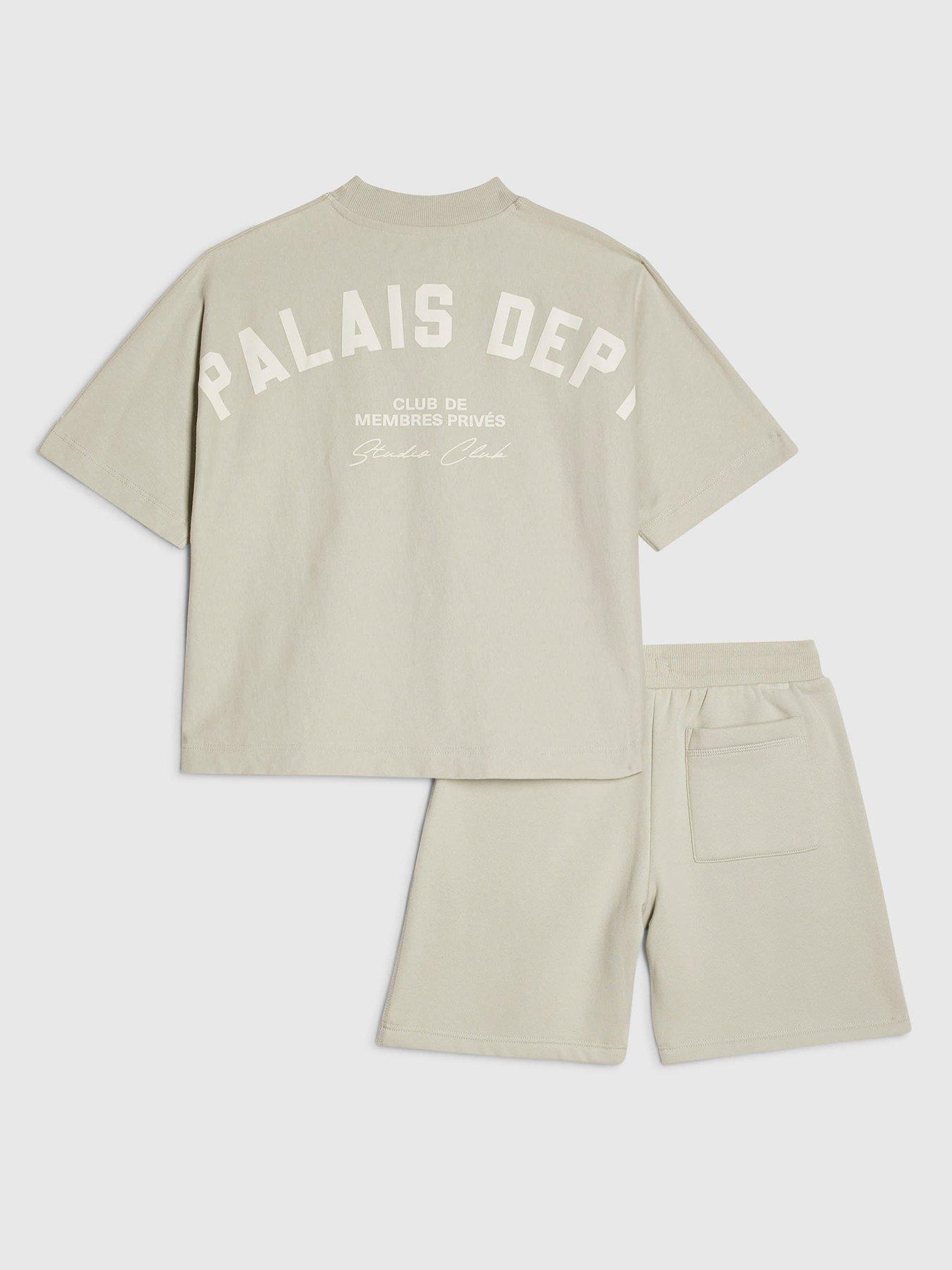 River Island Older Boys Palais Dept Back Print T-Shirt Set - Grey