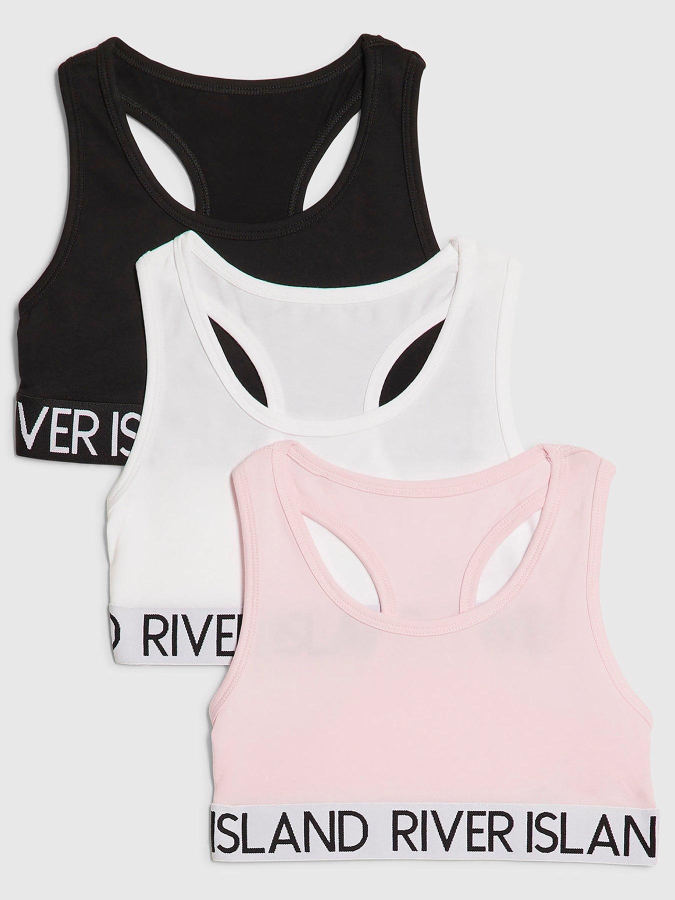 Image 1 of 3 of River Island Older Girls Racer Pack Of 3 Crop Tops - Multi