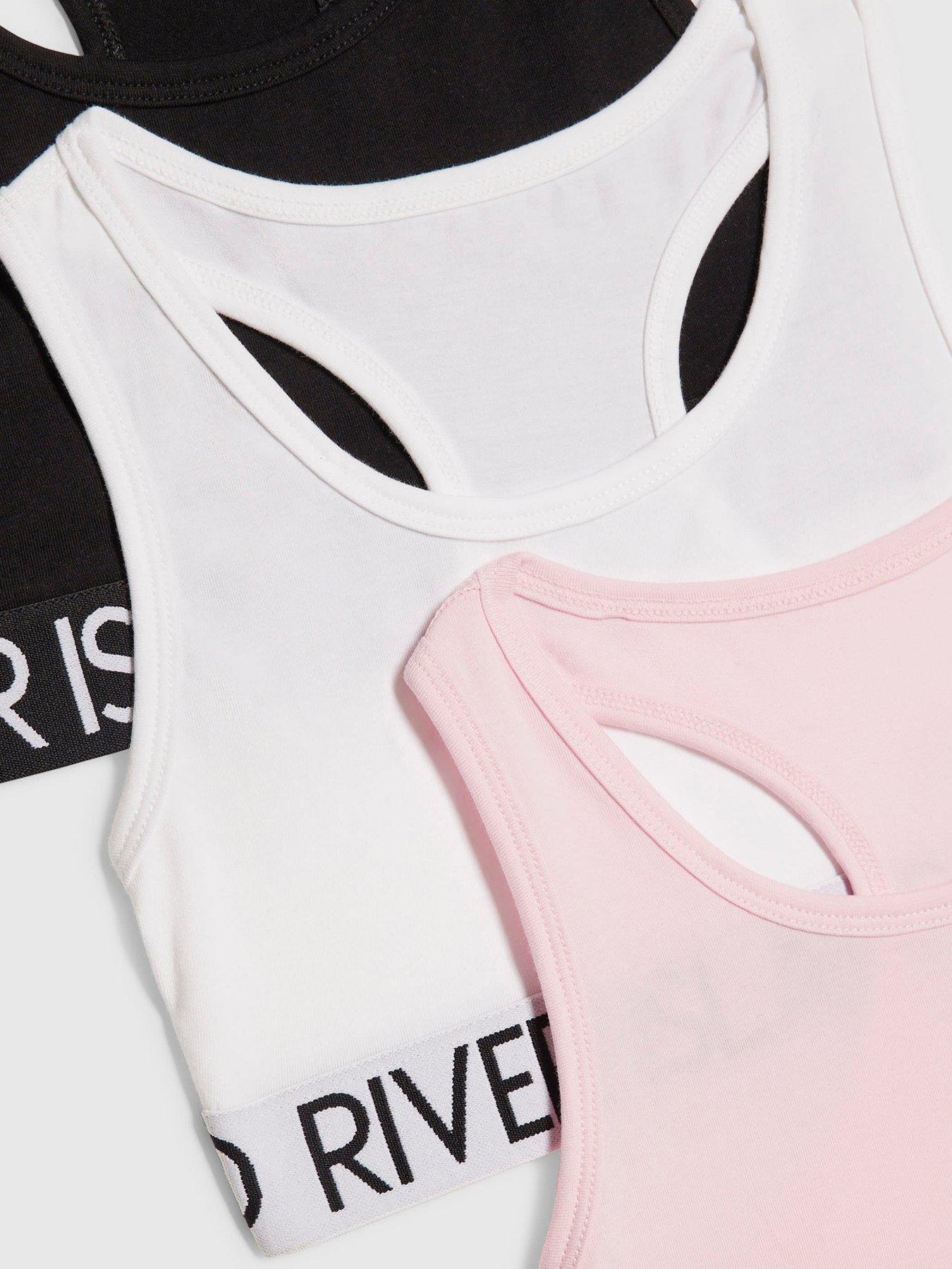 Image 2 of 3 of River Island Older Girls Racer Pack Of 3 Crop Tops - Multi