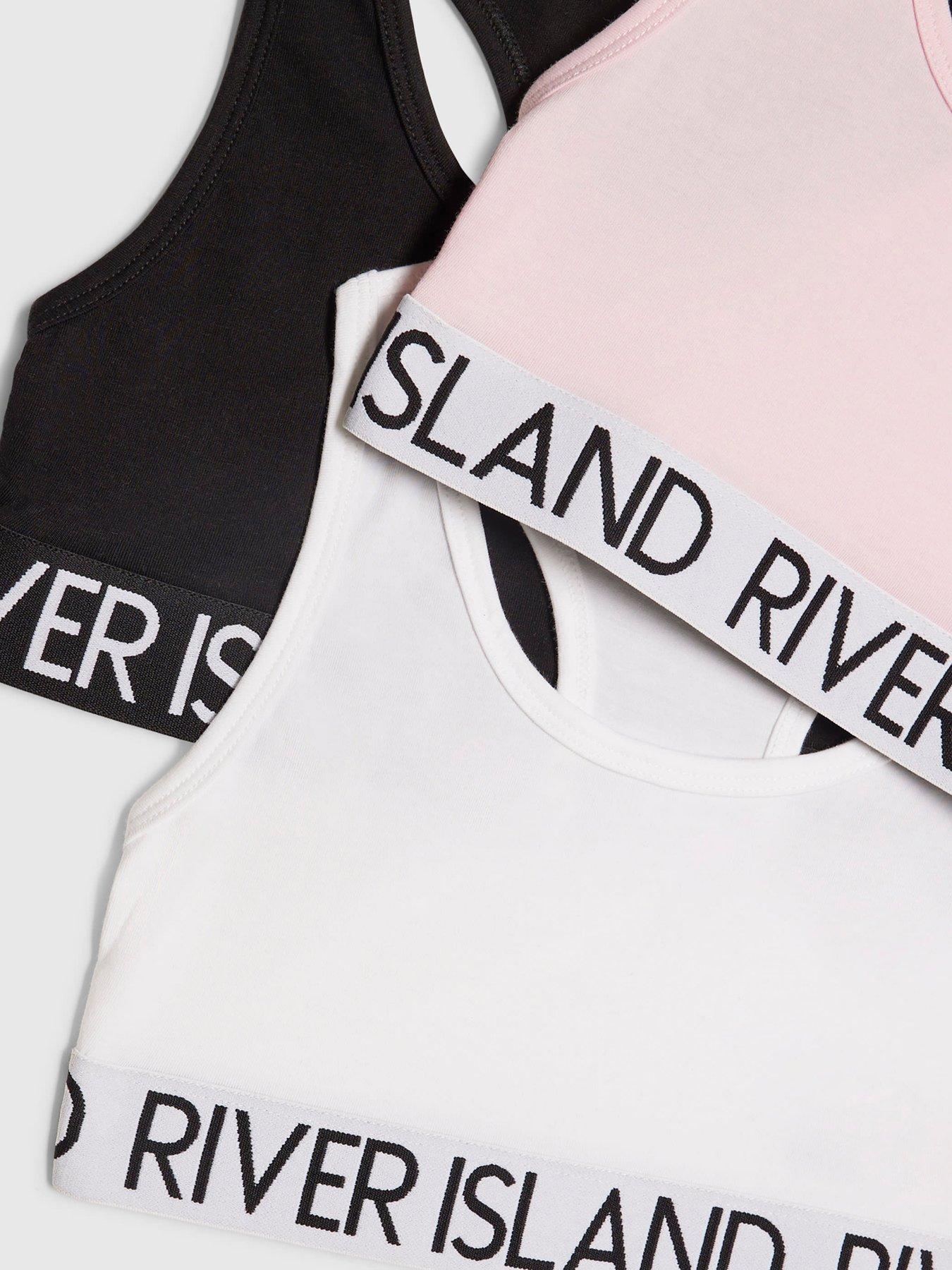 Image 3 of 3 of River Island Older Girls Racer Pack Of 3 Crop Tops - Multi