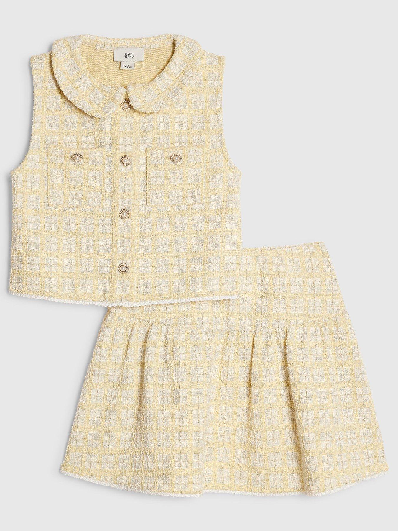 River Island Older Girls Boucle Skirt Set - Yellow