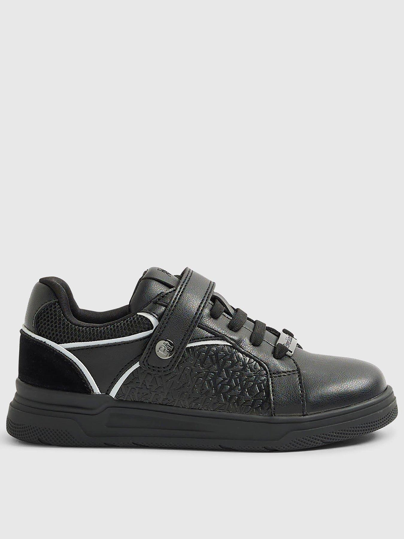 Image 1 of 5 of River Island Older Boy RI Embossed Trainer - Black