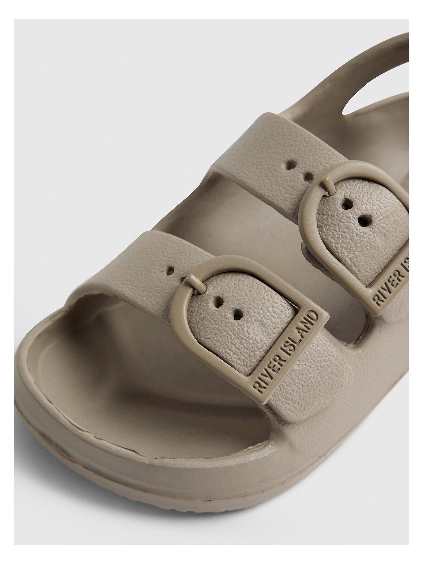 Image 4 of 5 of River Island Mini Boys Moulded Double Strap Sliders - Beige