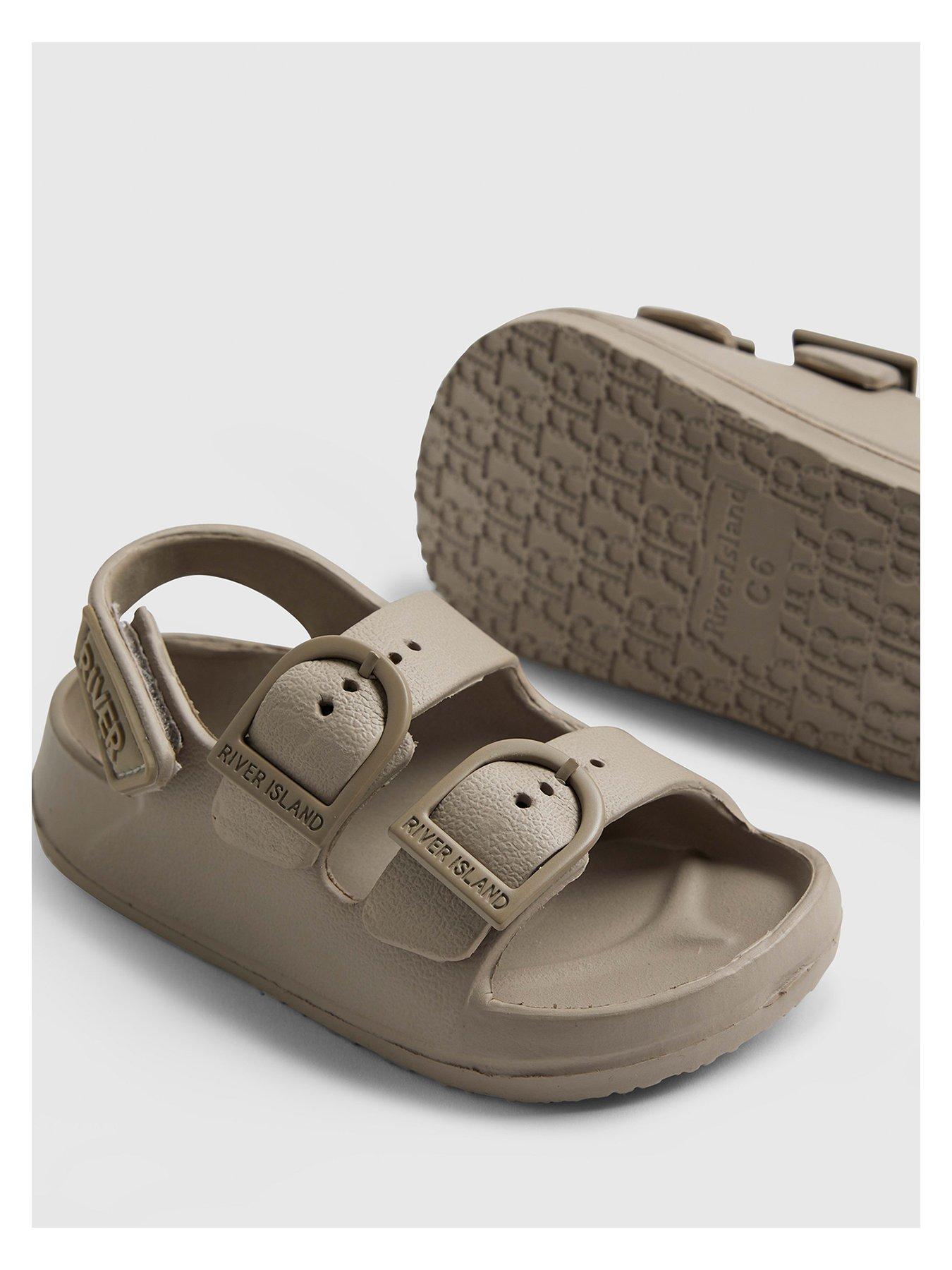Image 5 of 5 of River Island Mini Boys Moulded Double Strap Sliders - Beige