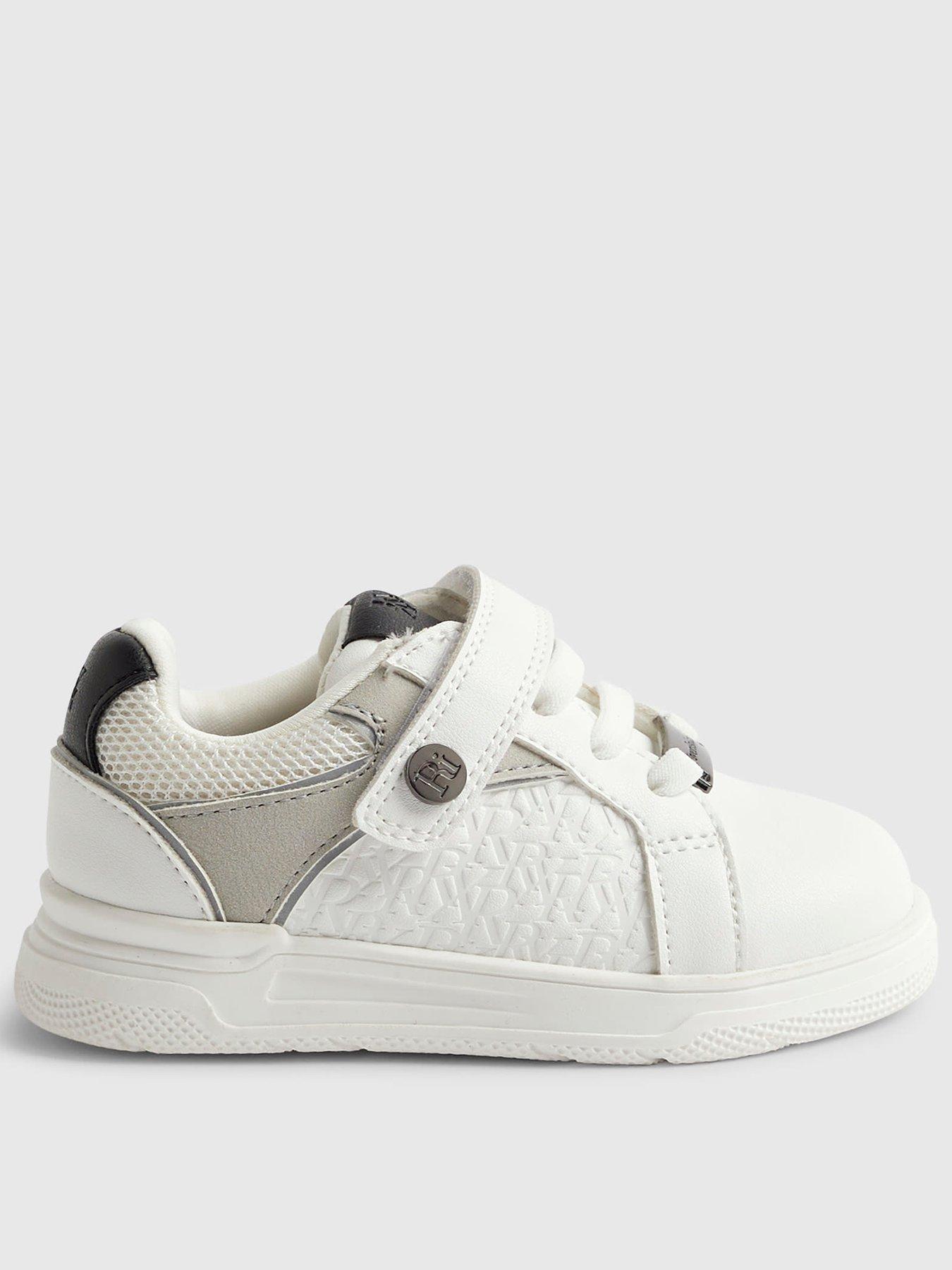  image of river-island-mini-boys-ri-embossed-strap-trainers-white