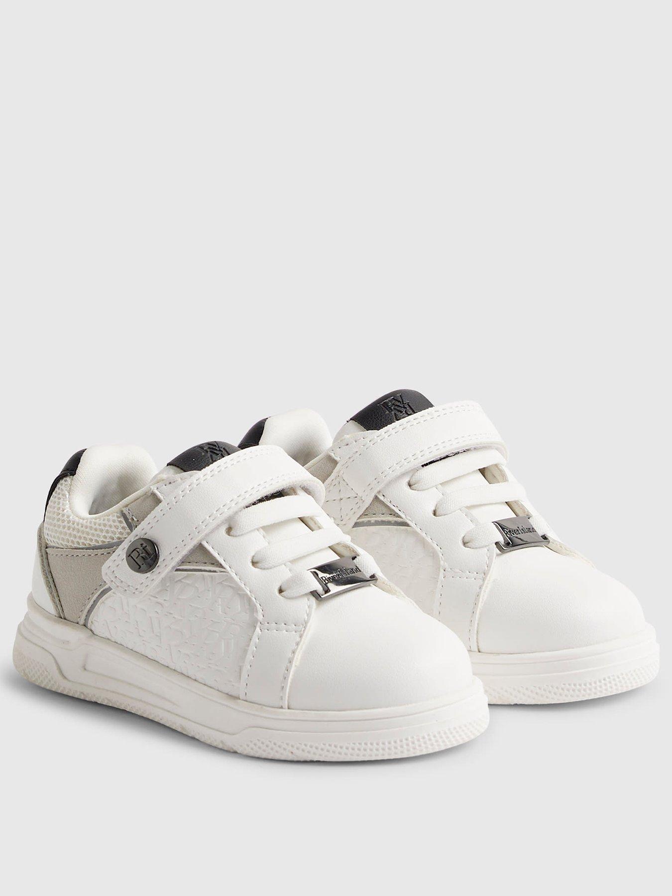  image of river-island-mini-boys-ri-embossed-strap-trainers-white
