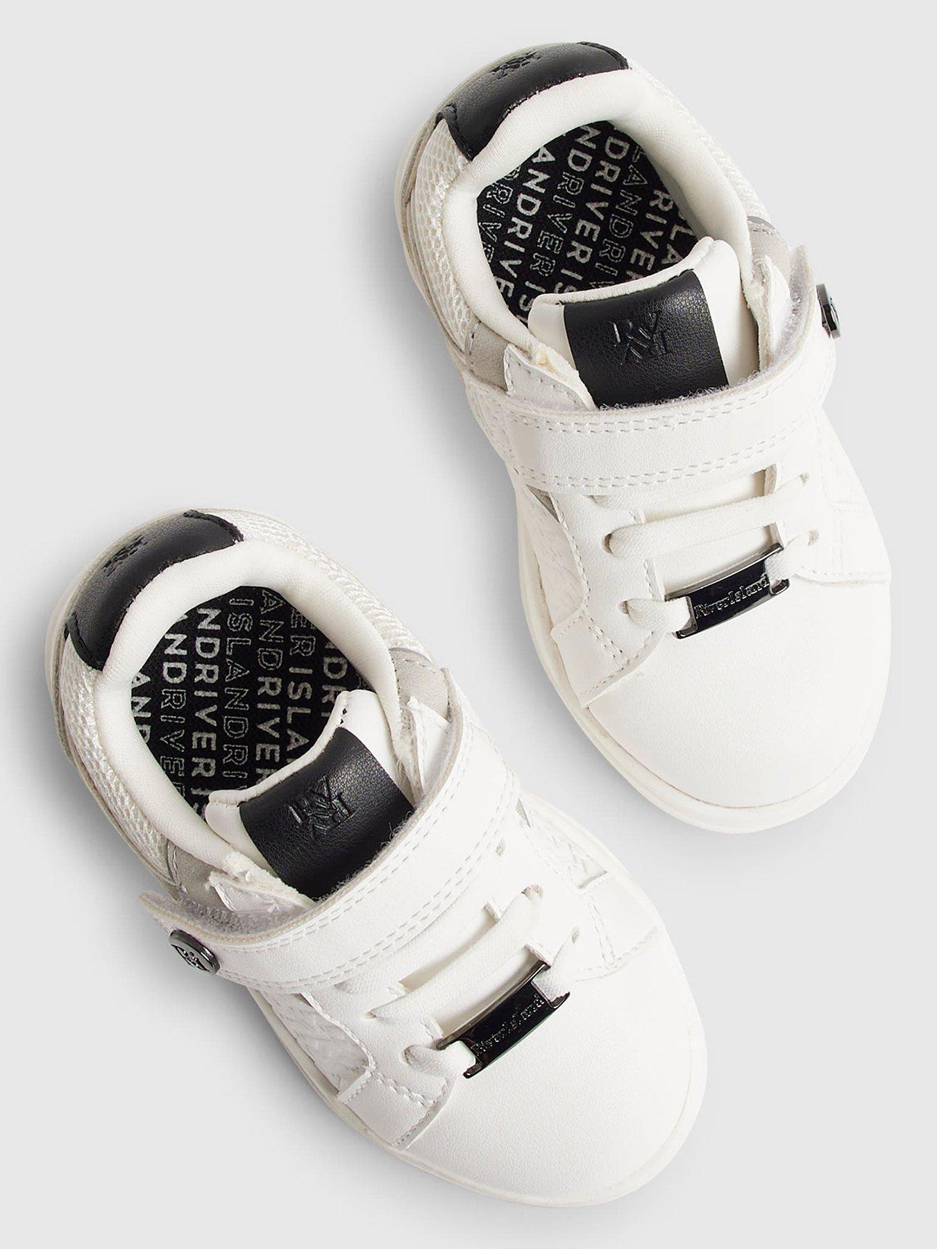  image of river-island-mini-boys-ri-embossed-strap-trainers-white