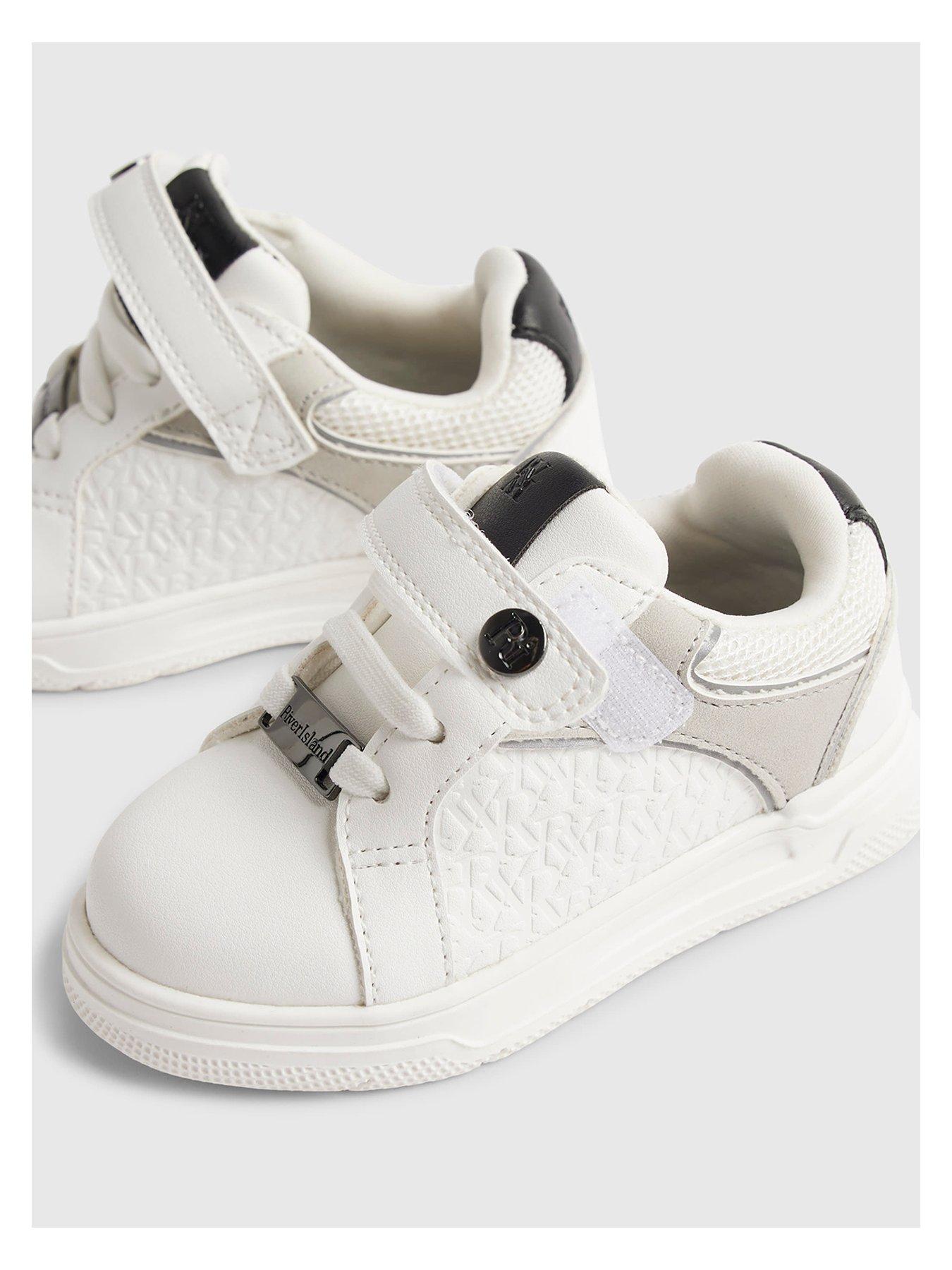  image of river-island-mini-boys-ri-embossed-strap-trainers-white