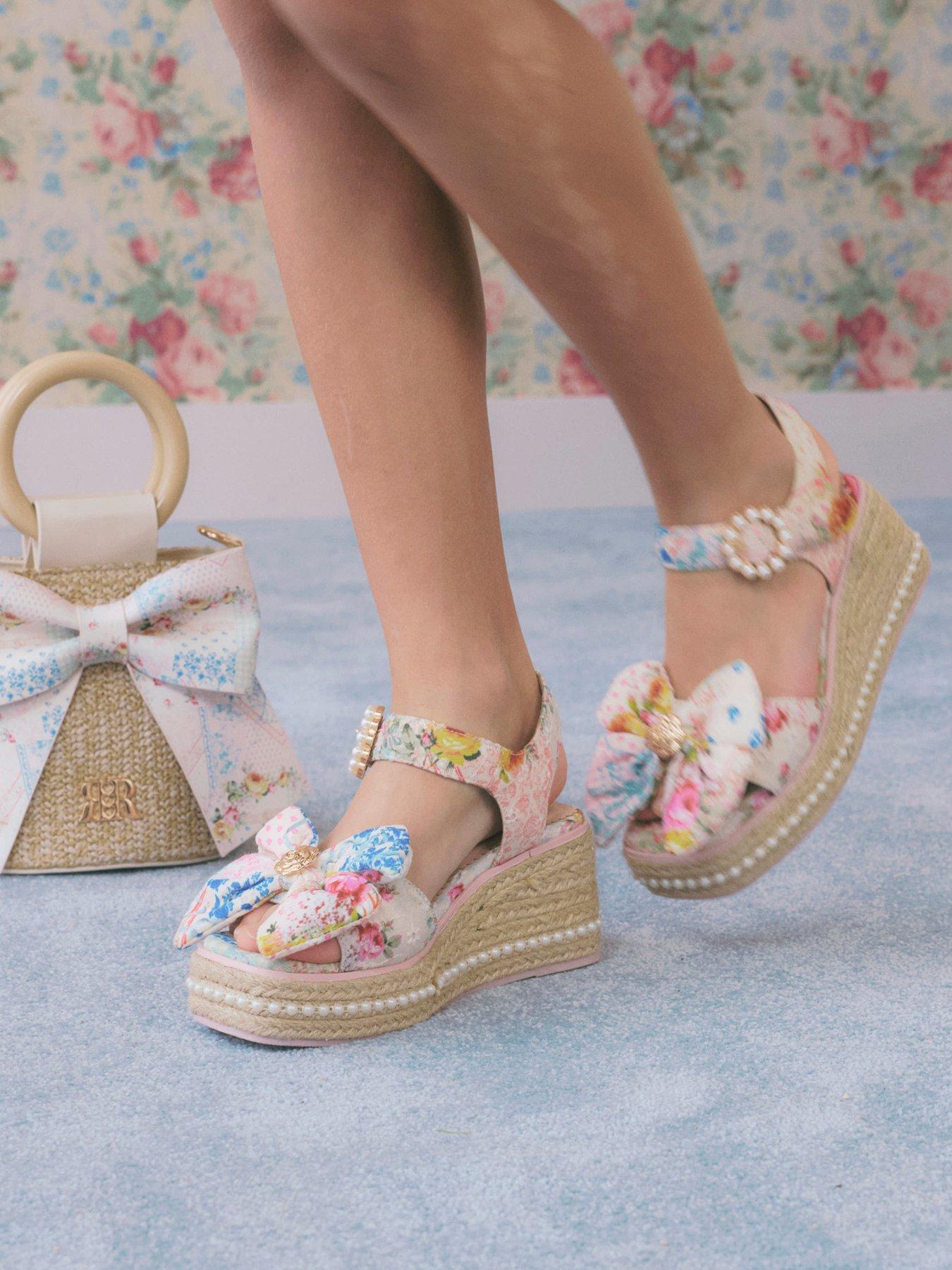 River Island Older Girls Broderie Bow Wedge Sandals - Multi
