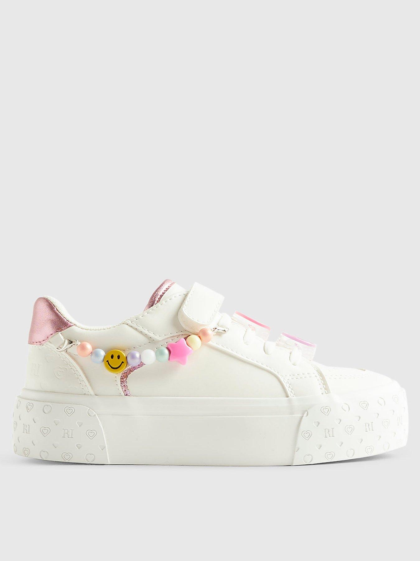 River Island Older Girls Charm Plimsole Shoes - White