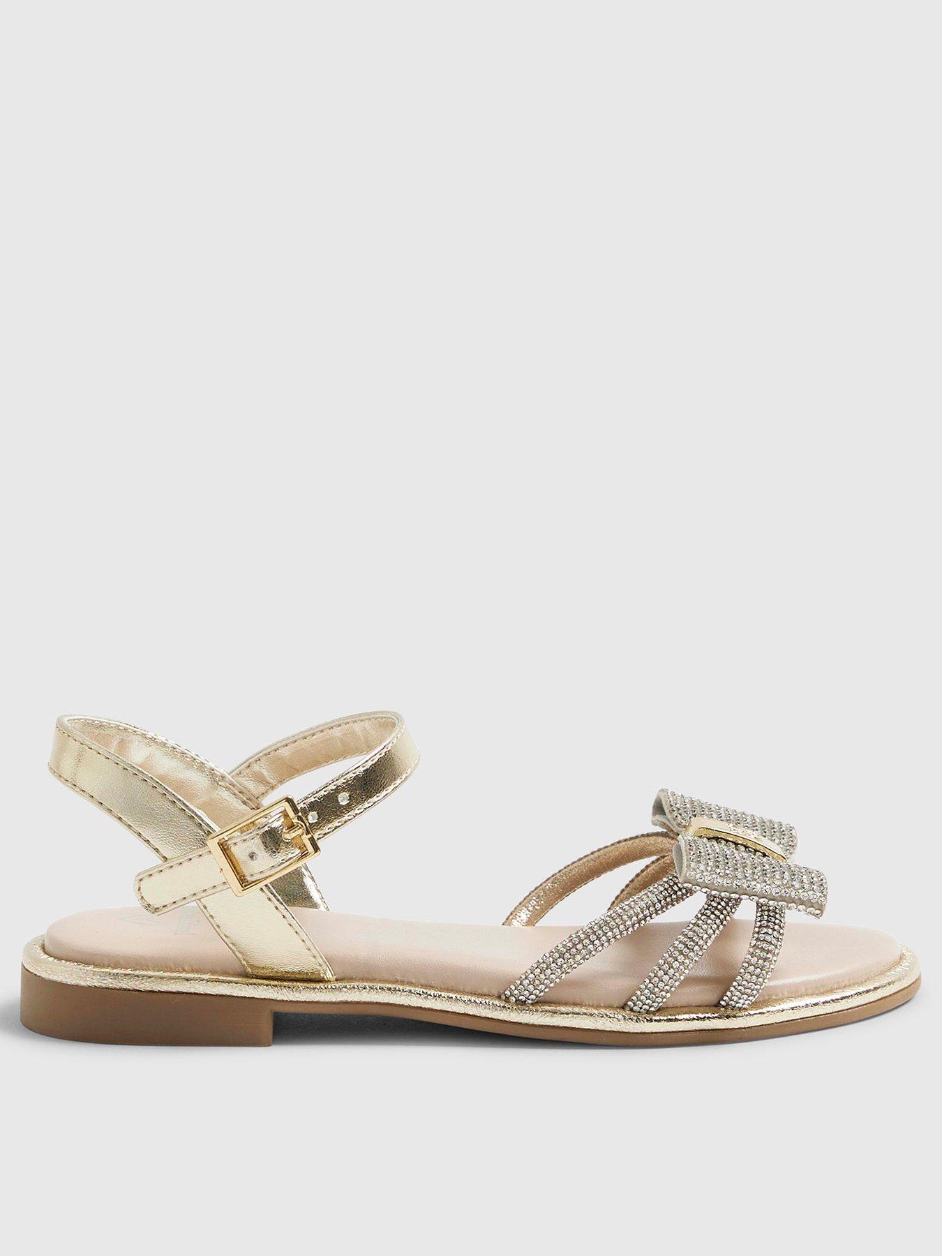 River Island Older Girls Diamonte Strappy Sandals - Gold