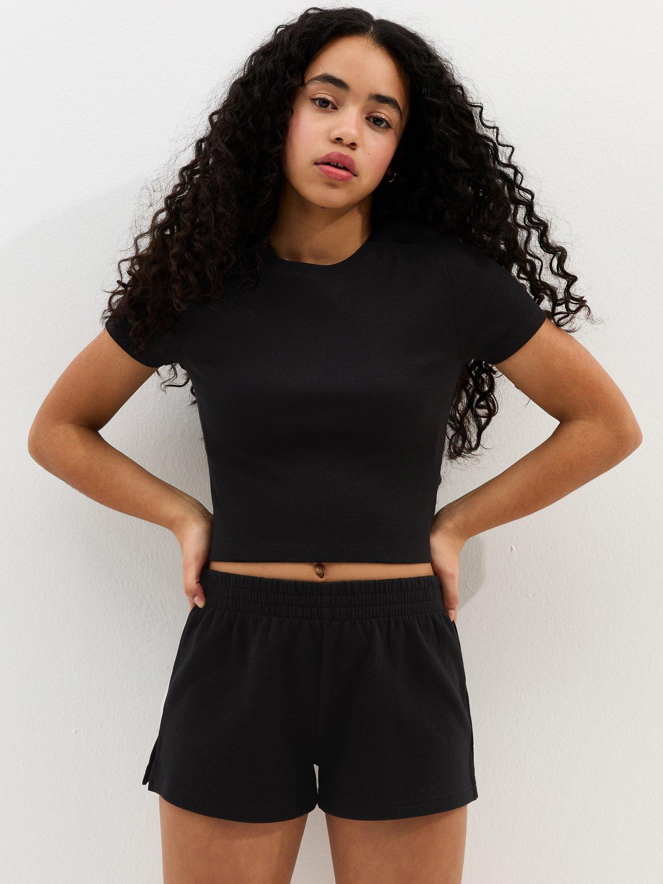 new-look-915-girls-side-split-running-shorts-nbsp--black