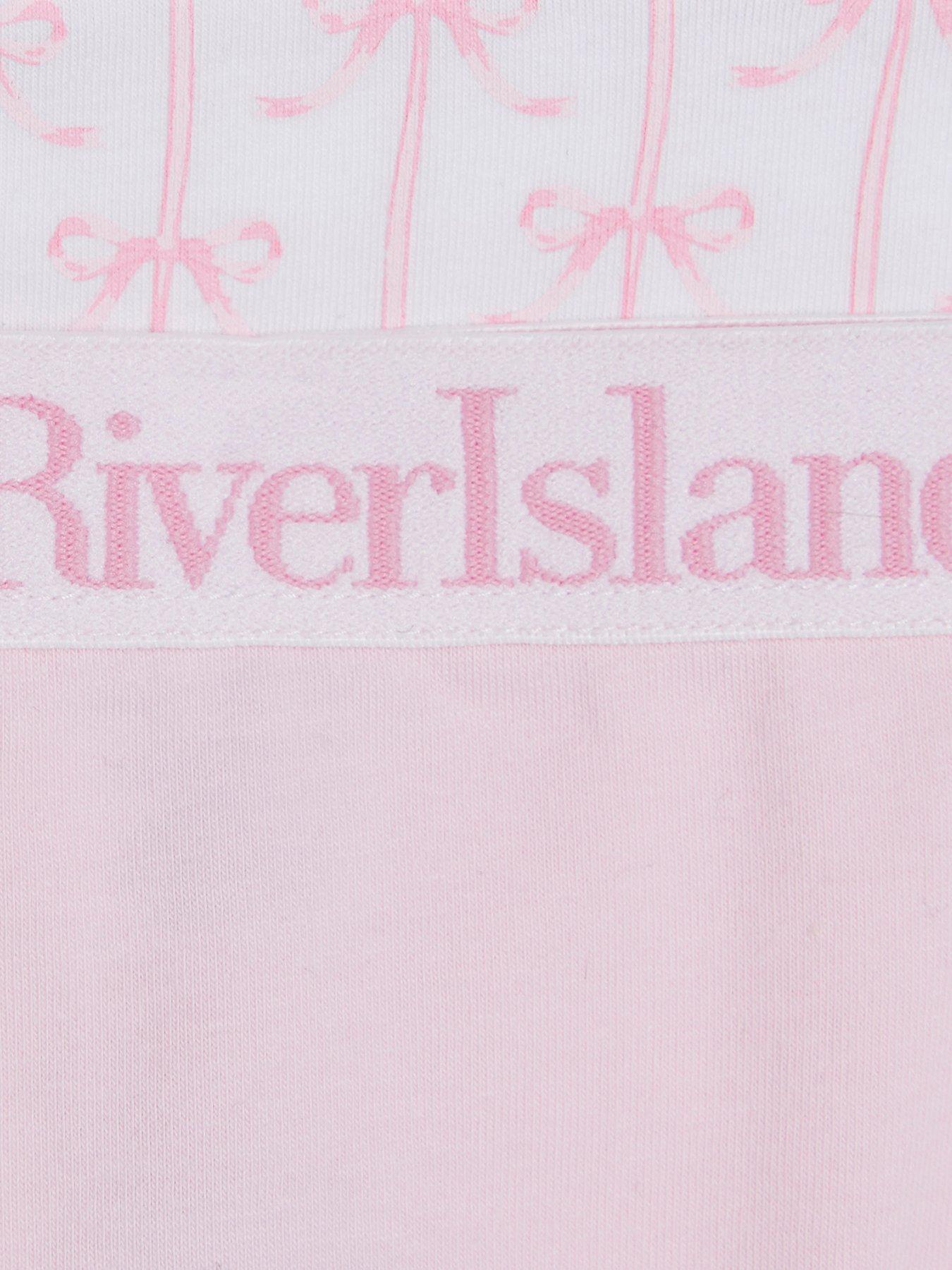Image 2 of 3 of River Island Older Girls Bow 5 Pack Briefs - Pink