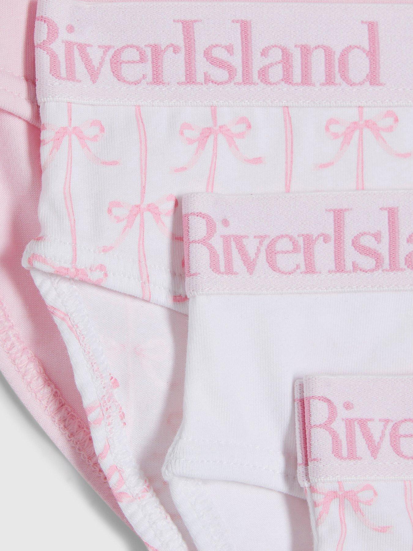 Image 3 of 3 of River Island Older Girls Bow 5 Pack Briefs - Pink